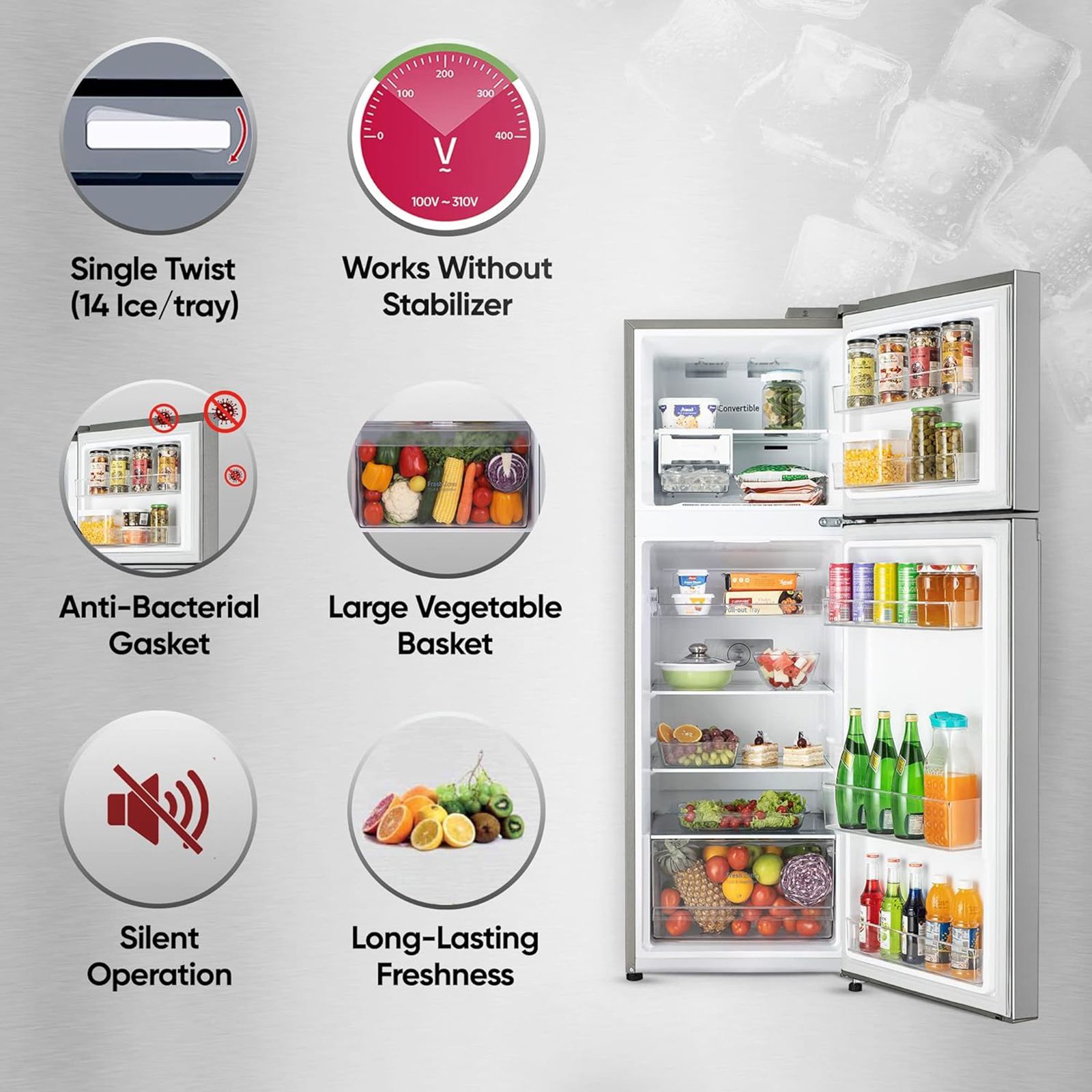 LG 246 Litres 3 Star Frost Free Double Door Convertible Refrigerator with Smart Diagnosis (GL-S262SPZX.DPZZEB, Shiny Steel)_15