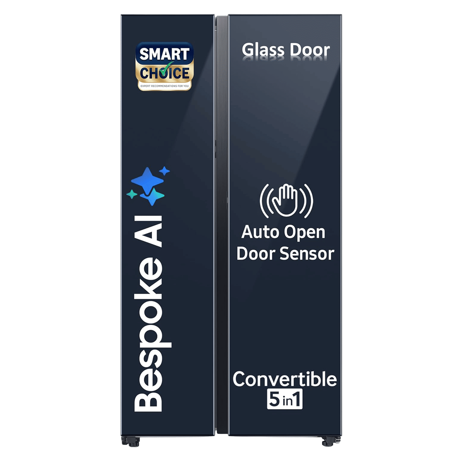 SAMSUNG 653 Litres 3 Star Frost Free Side by Side Door Smart Wi-Fi Enabled Convertible Refrigerator with Twin Cooling Plus (RS76CB81A341HL, Glam Navy)_1