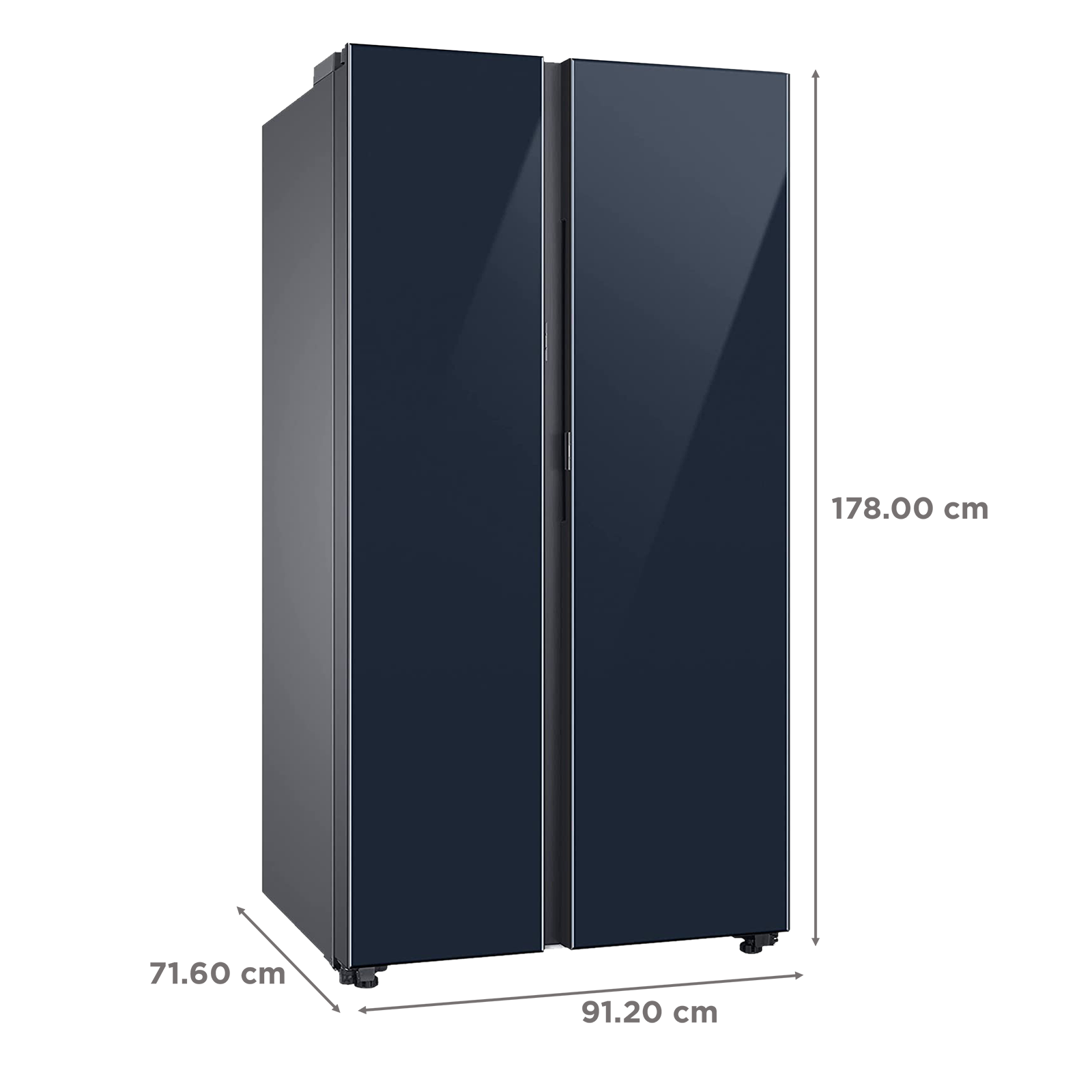 SAMSUNG 653 Litres 3 Star Frost Free Side by Side Door Smart Wi-Fi Enabled Convertible Refrigerator with Twin Cooling Plus (RS76CB81A341HL, Glam Navy)_3