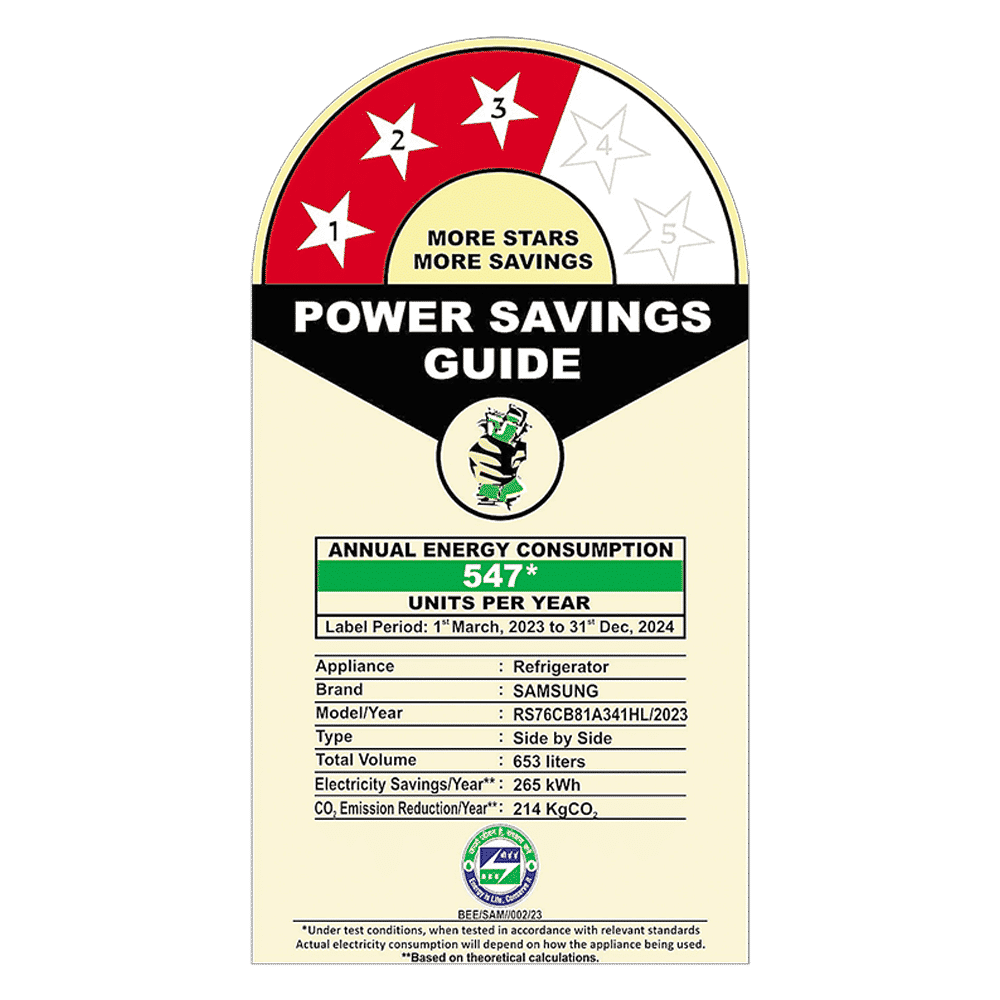 SAMSUNG 653 Litres 3 Star Frost Free Side by Side Door Smart Wi-Fi Enabled Convertible Refrigerator with Twin Cooling Plus (RS76CB81A341HL, Glam Navy)_9