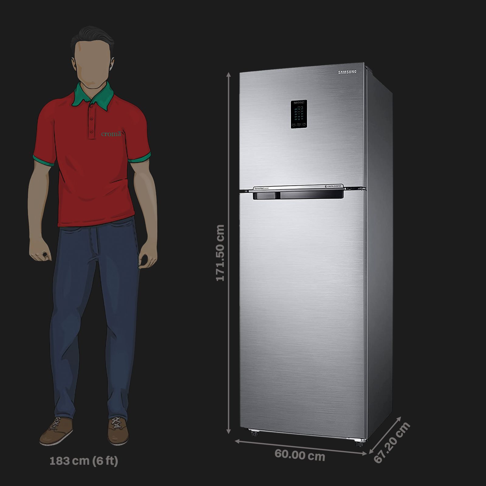 SAMSUNG 322 Litres 2 Star Frost Free Double Door Convertible Refrigerator with Twin Cooling Plus Technology (RT37C4522S8/HL, Elegant Inox)_2