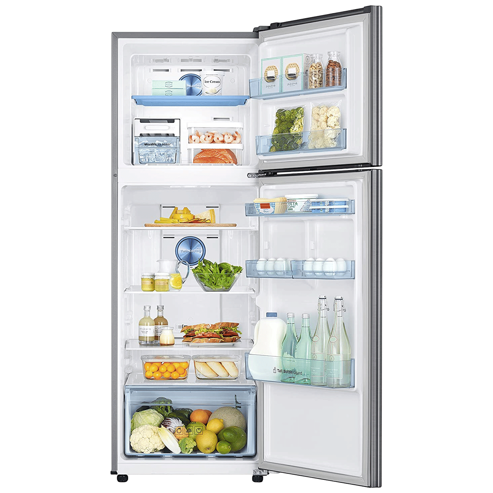 SAMSUNG 322 Litres 2 Star Frost Free Double Door Convertible Refrigerator with Twin Cooling Plus Technology (RT37C4522S8/HL, Elegant Inox)_5