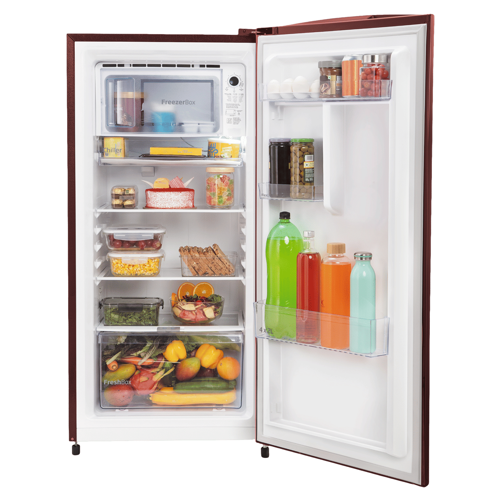 VOLTAS beko 173 Litres 2 Star Direct Cool Single Door Refrigerator with Stabilizer Free Operation (RDC205D / S0PWR0M0, Peony Wine)_5