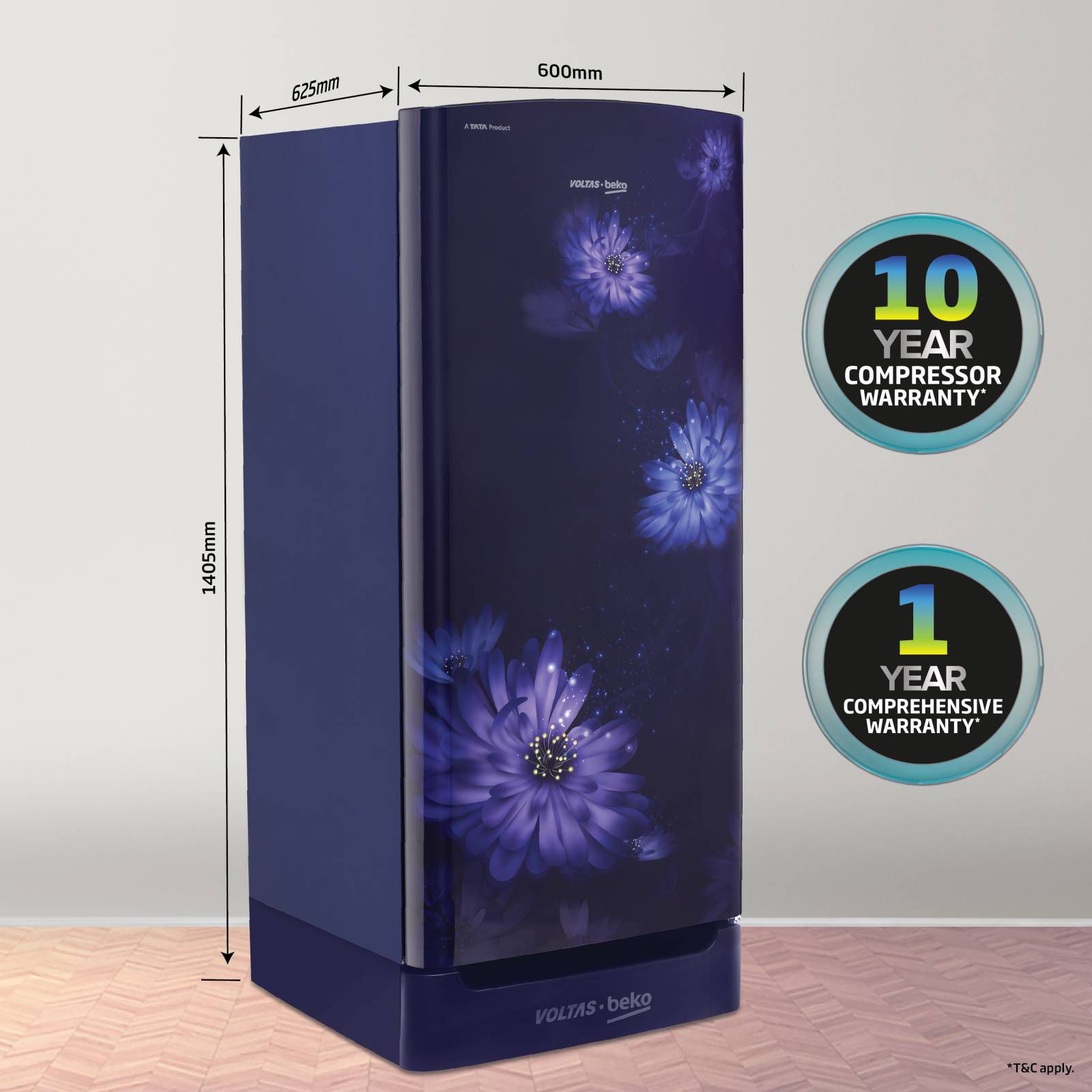 VOLTAS beko 183 Litres 4 Star Direct Cool Single Door Refrigerator with Stabilizer Free Operation (RDC215B / W0DBR0M0, Dahlia Blue) VOLTAS beko 183 Litres 4 Star Direct Cool Single Door Refrigerator with Stabilizer Free Operation (RDC215B / W0DBR0M0, Dahlia Blue)_9