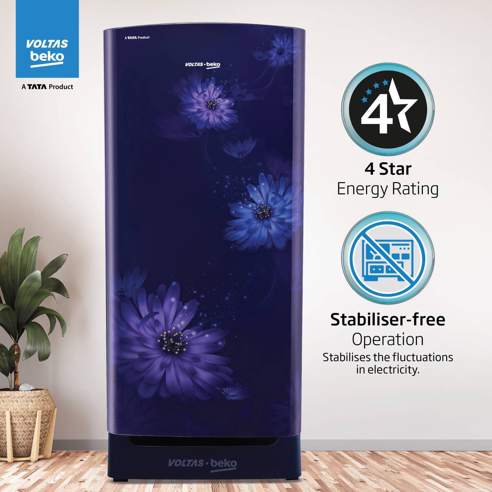 VOLTAS beko 183 Litres 4 Star Direct Cool Single Door Refrigerator with Stabilizer Free Operation (RDC215B / W0DBR0M0, Dahlia Blue) VOLTAS beko 183 Litres 4 Star Direct Cool Single Door Refrigerator with Stabilizer Free Operation (RDC215B / W0DBR0M0, Dahlia Blue)_11