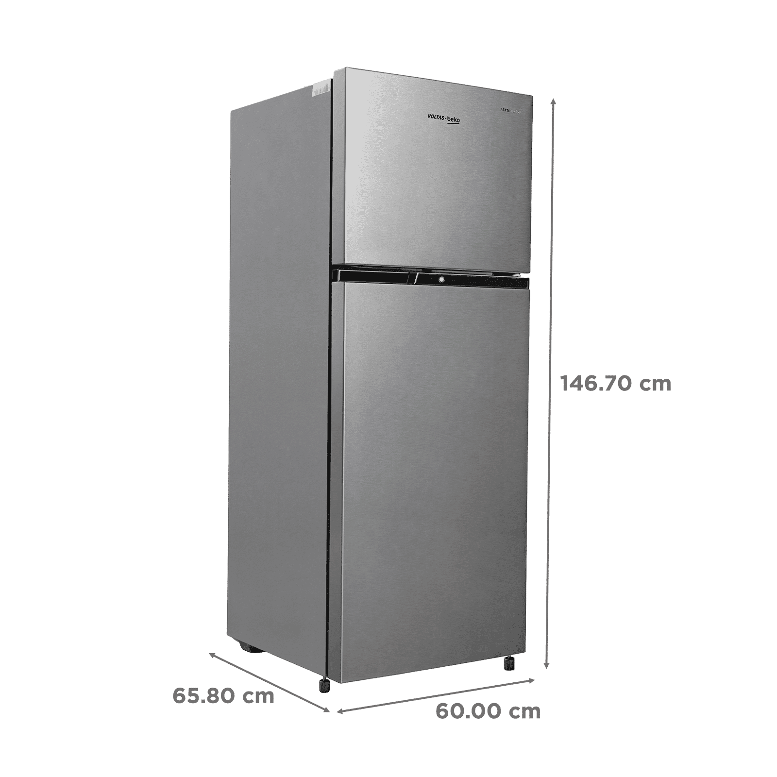 VOLTAS beko 228 Litres 2 Star Frost Free Double Door Refrigerator with Reciprocating Compressor (RFF265D/W0XIR0I000, Brushed Silver)_3