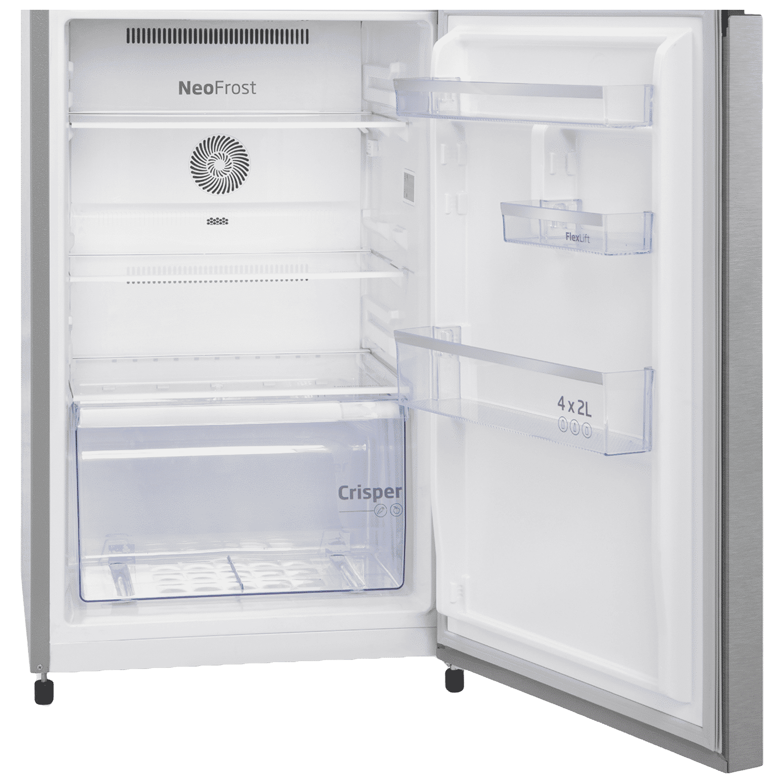 VOLTAS beko 228 Litres 2 Star Frost Free Double Door Refrigerator with Reciprocating Compressor (RFF265D/W0XIR0I000, Brushed Silver)_7