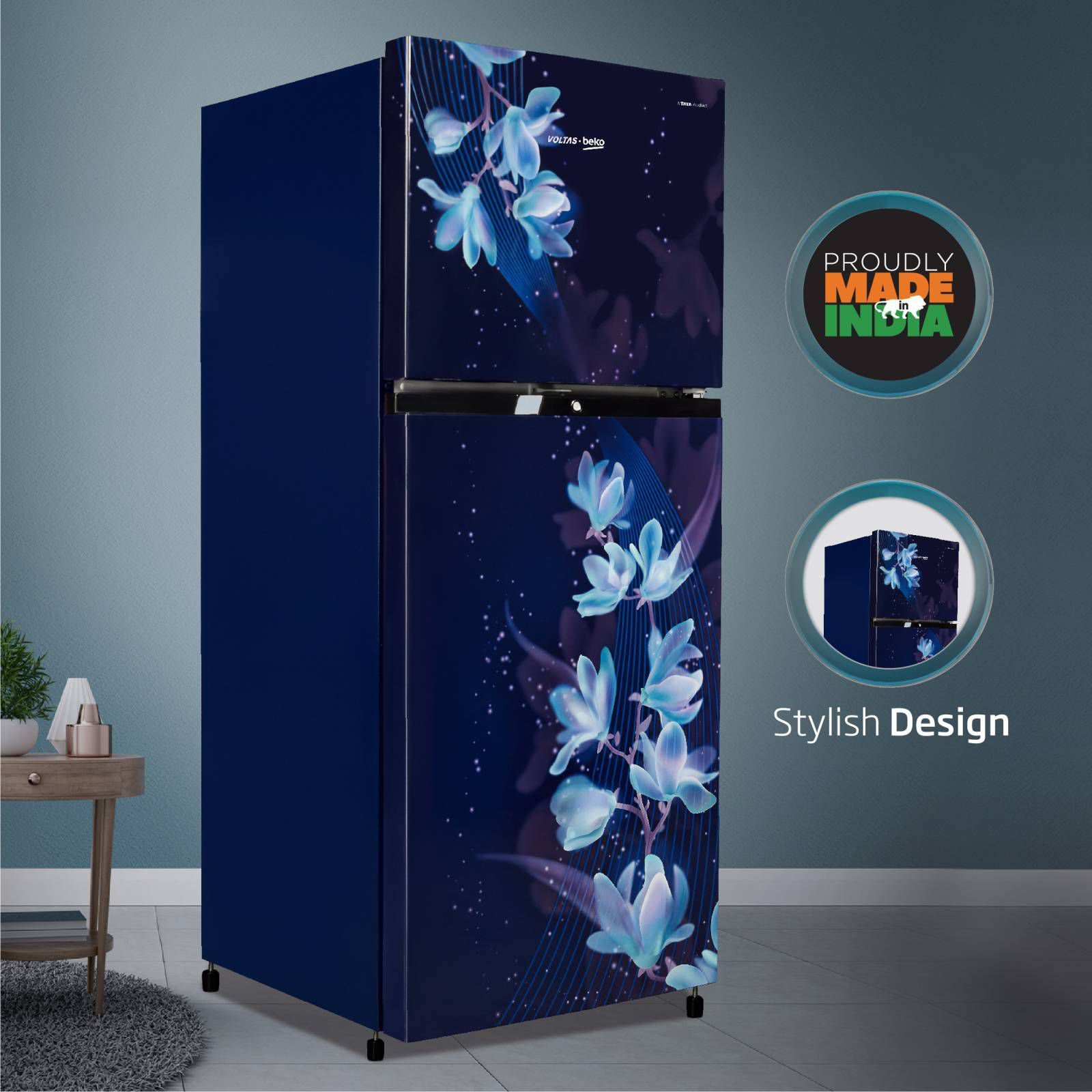 VOLTAS beko 228 Litres 2 Star Frost Free Double Door Refrigerator with Reciprocating Compressor (RFF265D / W0NBR0I0, Nightangle Blue)_10