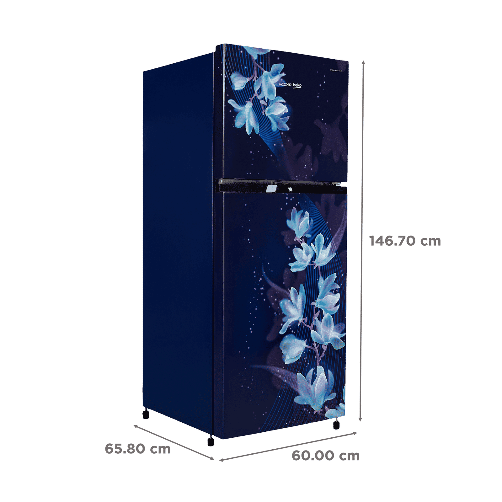 VOLTAS beko 228 Litres 2 Star Frost Free Double Door Refrigerator with Reciprocating Compressor (RFF265D / W0NBR0I0, Nightangle Blue)_3