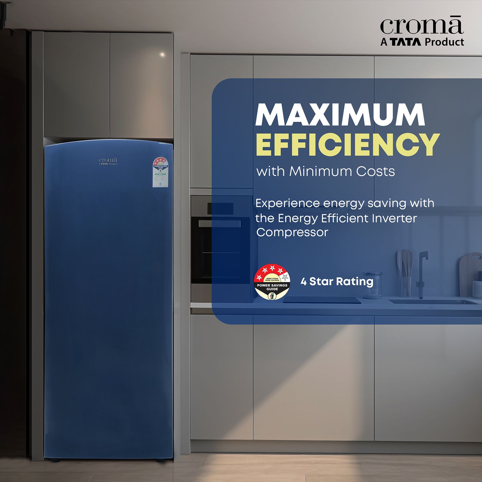 Croma 206 Litres 4 Star Direct Cool Single Door Refrigerator with Inverter Compressor ( Blue)_9