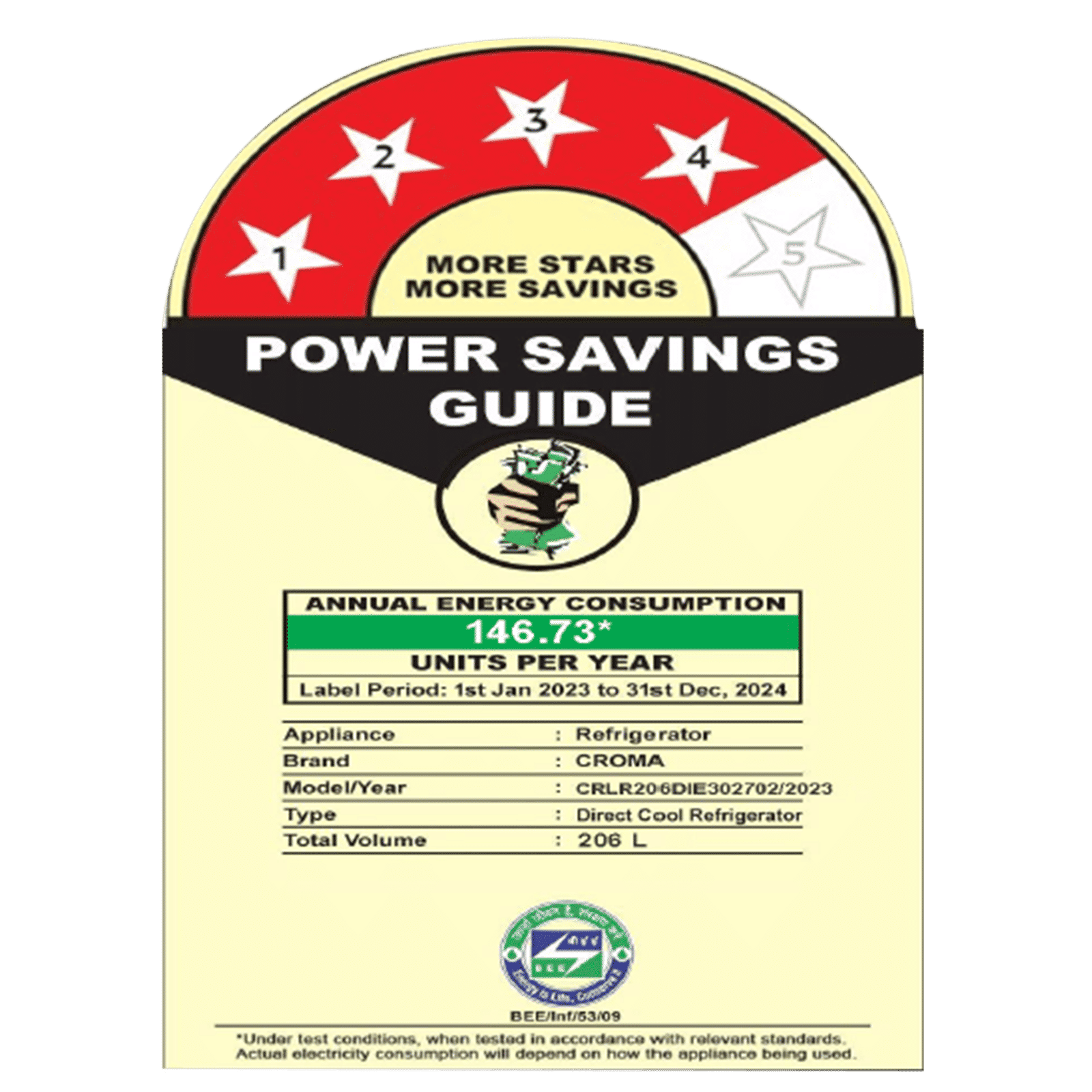 Croma 206 Litres 4 Star Direct Cool Single Door Refrigerator with Inverter Compressor ( Blue) Croma 206 Litres 4 Star Direct Cool Single Door Refrigerator with Inverter Compressor ( Blue)_10