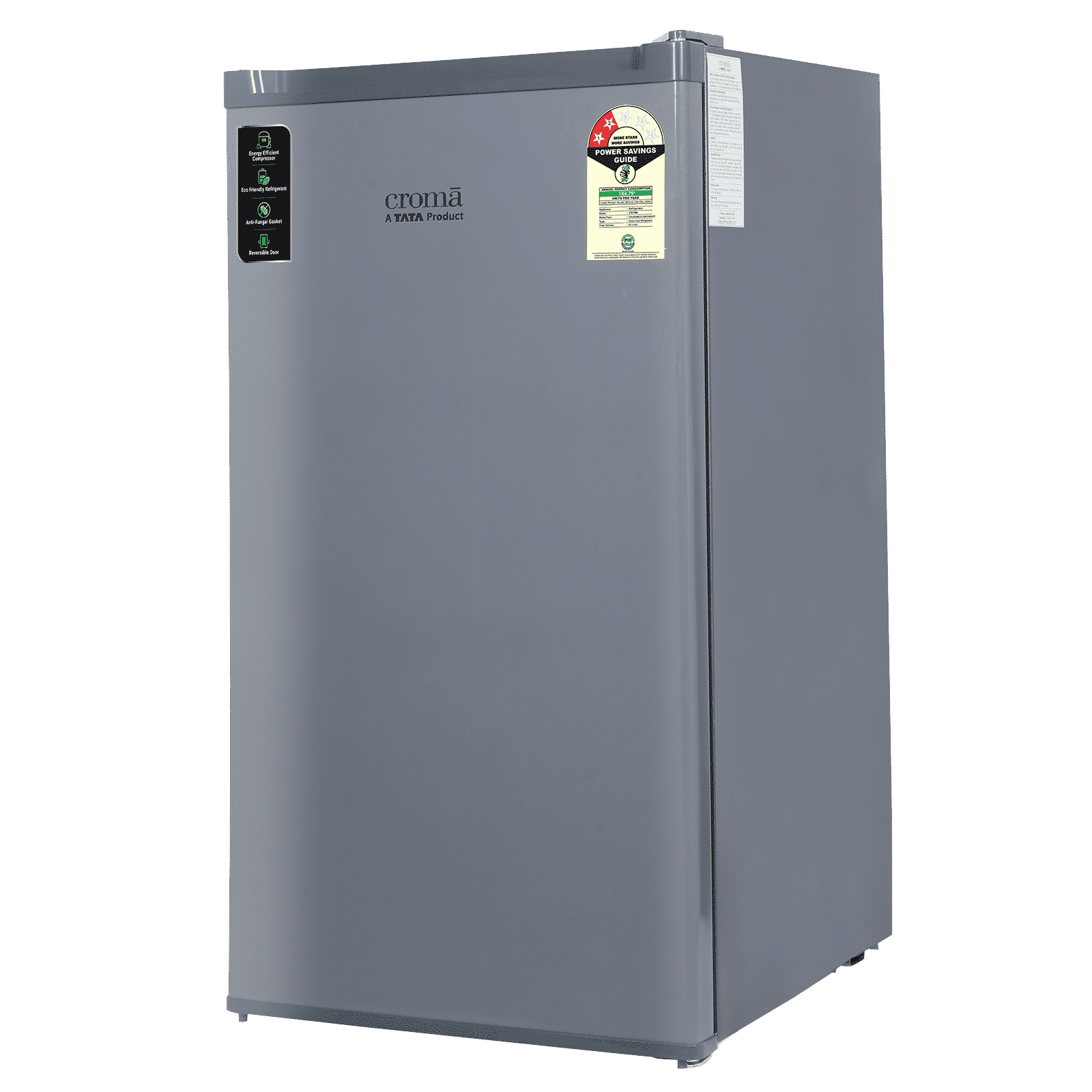 Croma 84 Litres 2 Star Direct Cool Single Door Refrigerator with Reversible Door ( Grey)_8