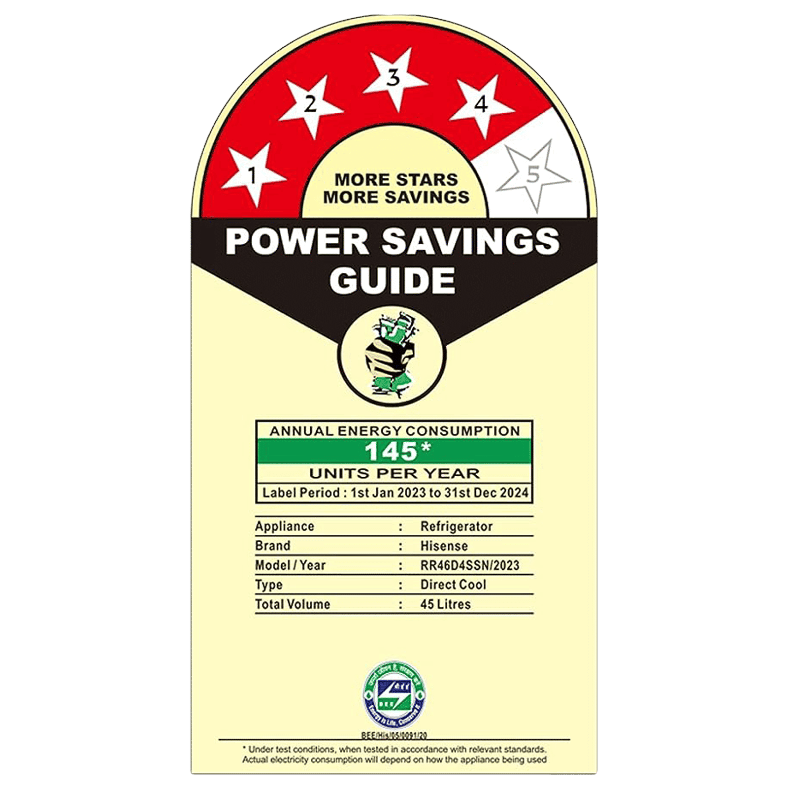 Hisense 46 Liters 4 Star Direct Cool Single Door Refrigerator with Reversible Door (RR46D4SSN, Silver)_8