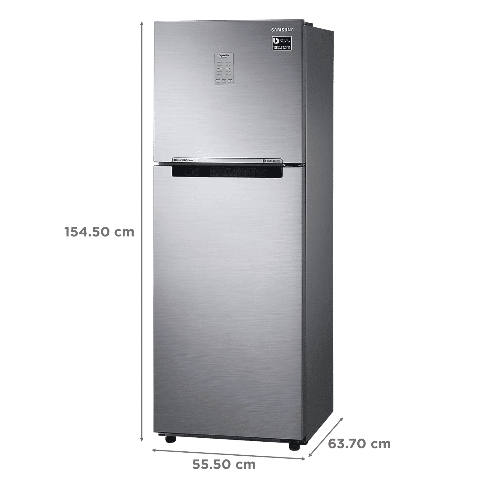 SAMSUNG 236 Litres 3 Star Frost Free Double Door Convertible Refrigerator with Anti Bacterial Gasket (RT28C3733S8/HL, Elegant Inox)_3