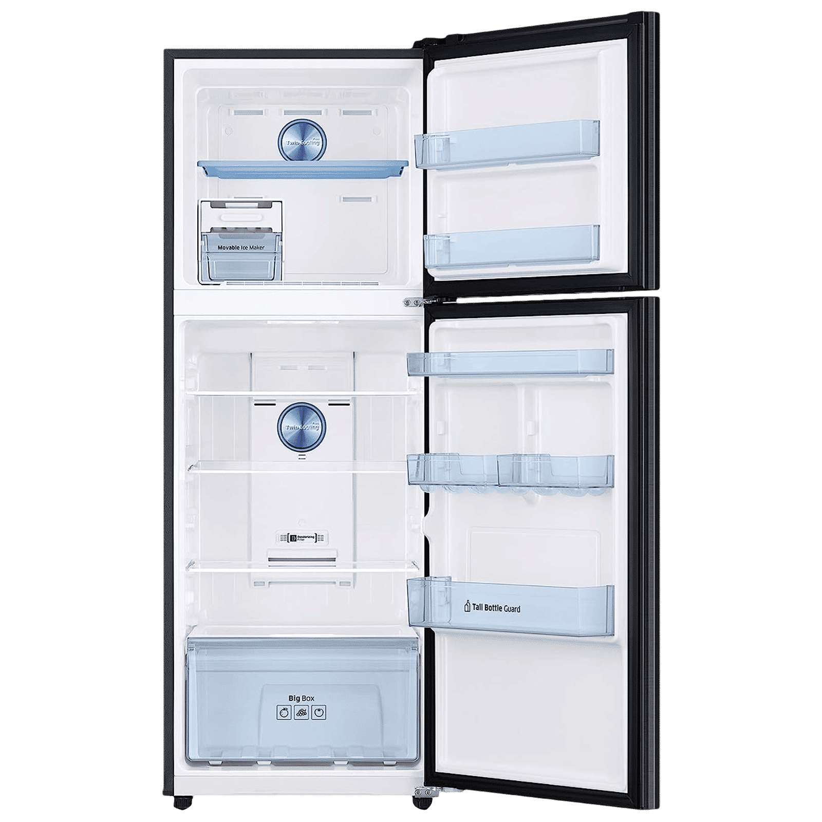 SAMSUNG 301 Litres 3 Star Frost Free Double Door Convertible Refrigerator with Stabilizer Free Operation (RT34C4523B1/HL, Black Matt)_6