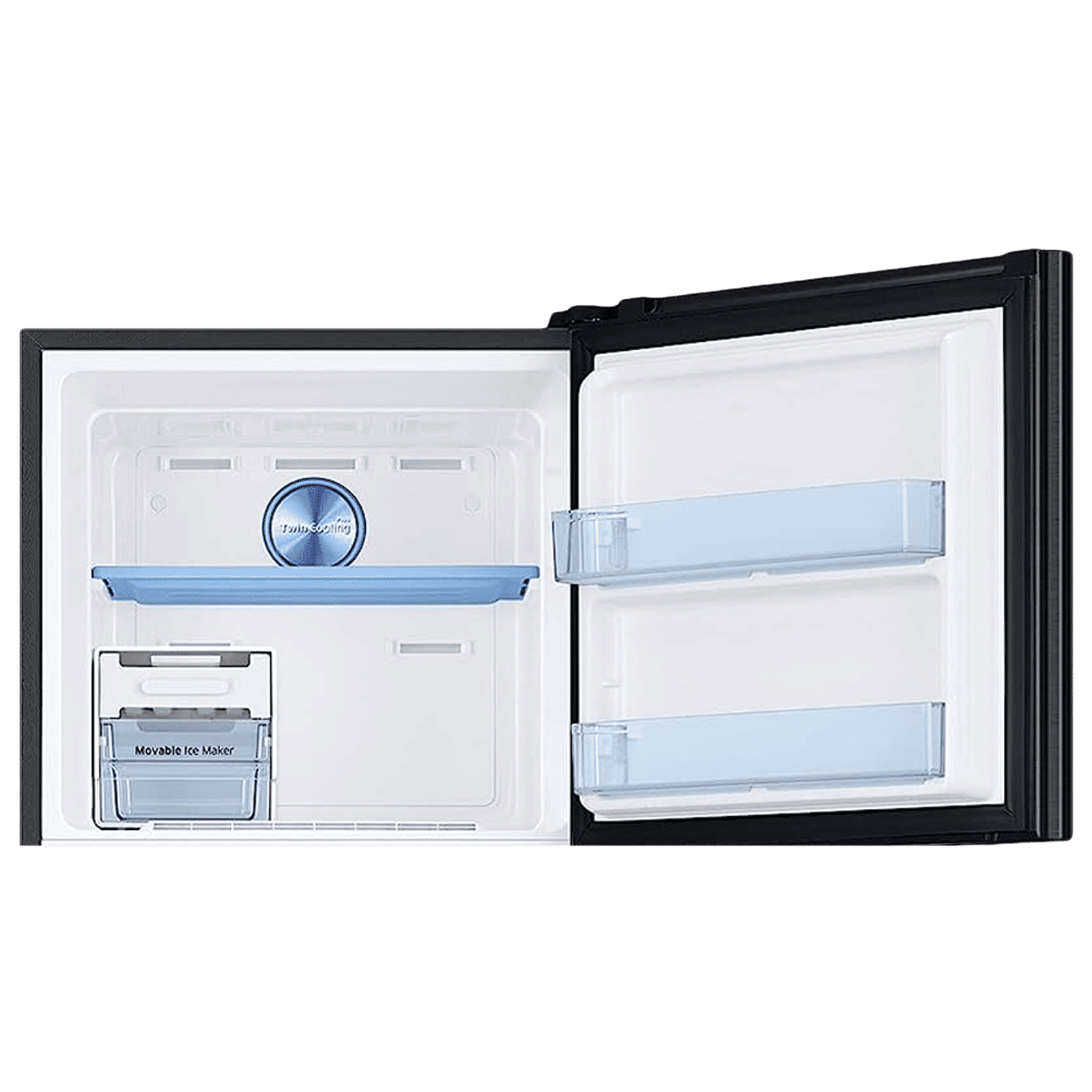 SAMSUNG 301 Litres 3 Star Frost Free Double Door Convertible Refrigerator with Stabilizer Free Operation (RT34C4523B1/HL, Black Matt)_8