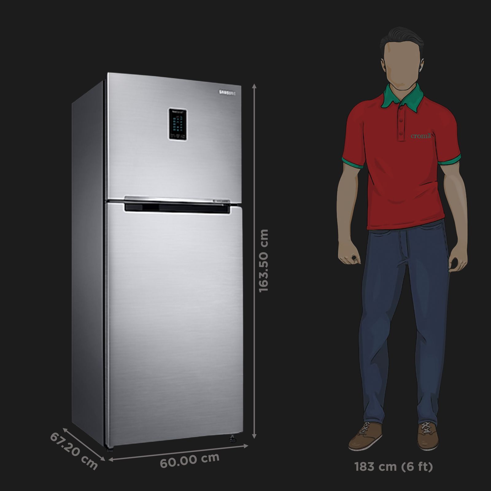 SAMSUNG 301 Litres 3 Star Frost Free Double Door Convertible Refrigerator with Stabilizer Free Operation (RT34C4523S9/HL, Refined Inox)_2