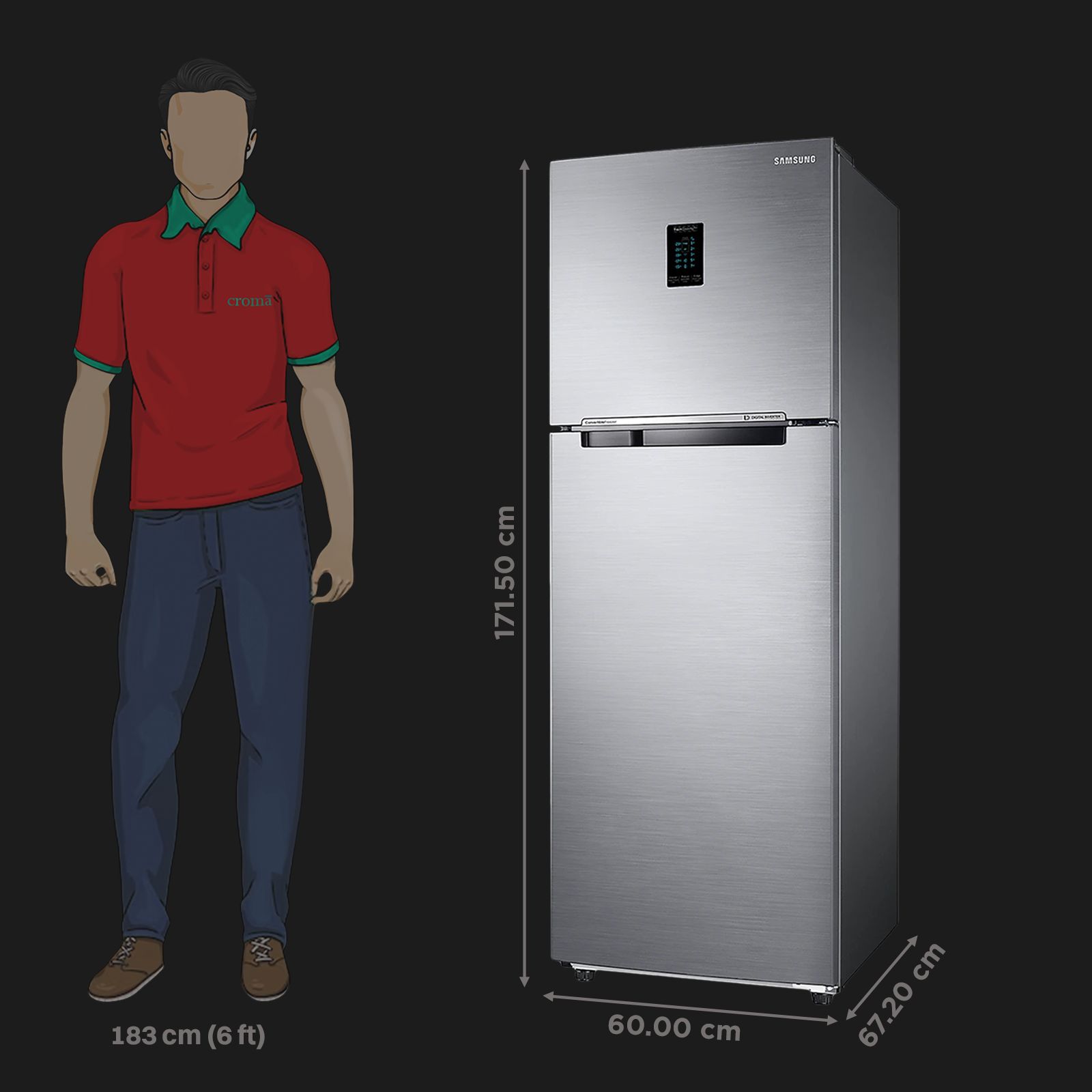 SAMSUNG 322 Litres 3 Star Frost Free Double Door Convertible Refrigerator with Stabilizer Free Operation (RT37C4523S8/HL, Elegant Inox)_2