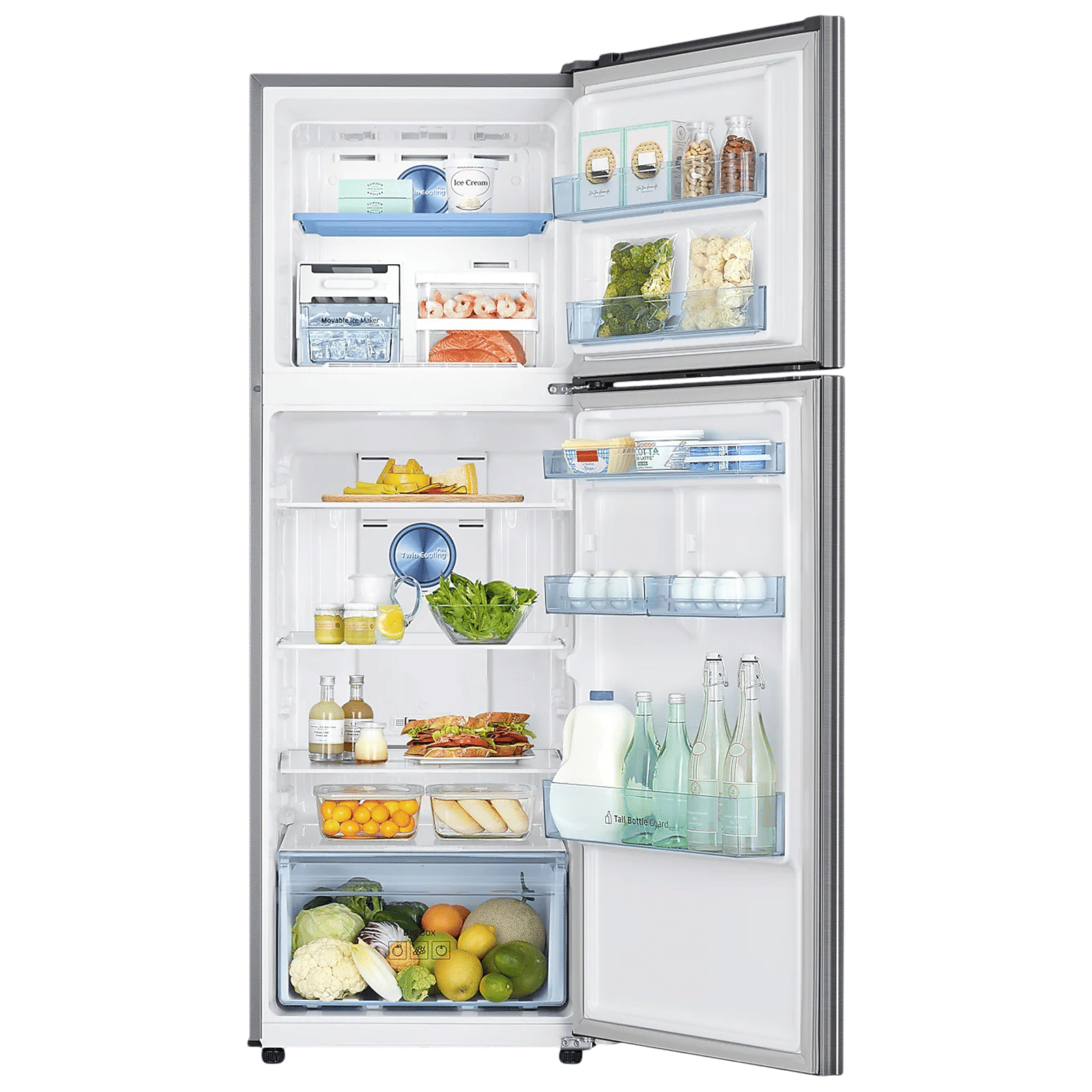 SAMSUNG 322 Litres 3 Star Frost Free Double Door Convertible Refrigerator with Stabilizer Free Operation (RT37C4523S8/HL, Elegant Inox)_5