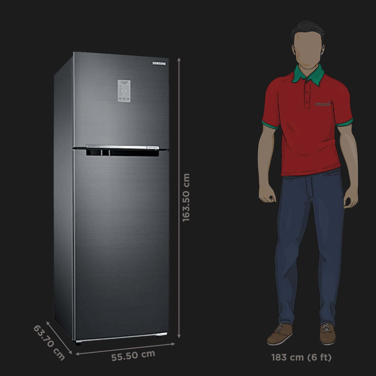 SAMSUNG 256 Litres 3 Star Frost Free Double Door Convertible Refrigerator with Stabilizer Free Operation (RT30C3733BX/HL, Luxe Black) SAMSUNG 256 Litres 3 Star Frost Free Double Door Convertible Refrigerator with Stabilizer Free Operation (RT30C3733BX/HL, Luxe Black)_2