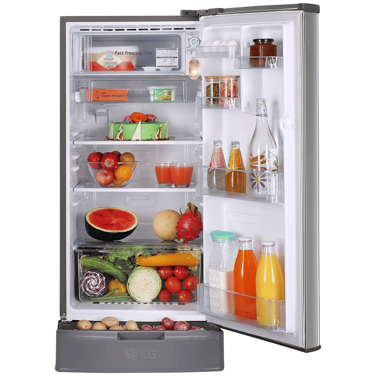 LG 185 Litres 4 Star Direct Cool Single Door Refrigerator with Antibacterial Gasket (GL-D199OPZY.DPZZPS, Shiny Steel) LG 185 Litres 4 Star Direct Cool Single Door Refrigerator with Antibacterial Gasket (GL-D199OPZY.DPZZPS, Shiny Steel)_3
