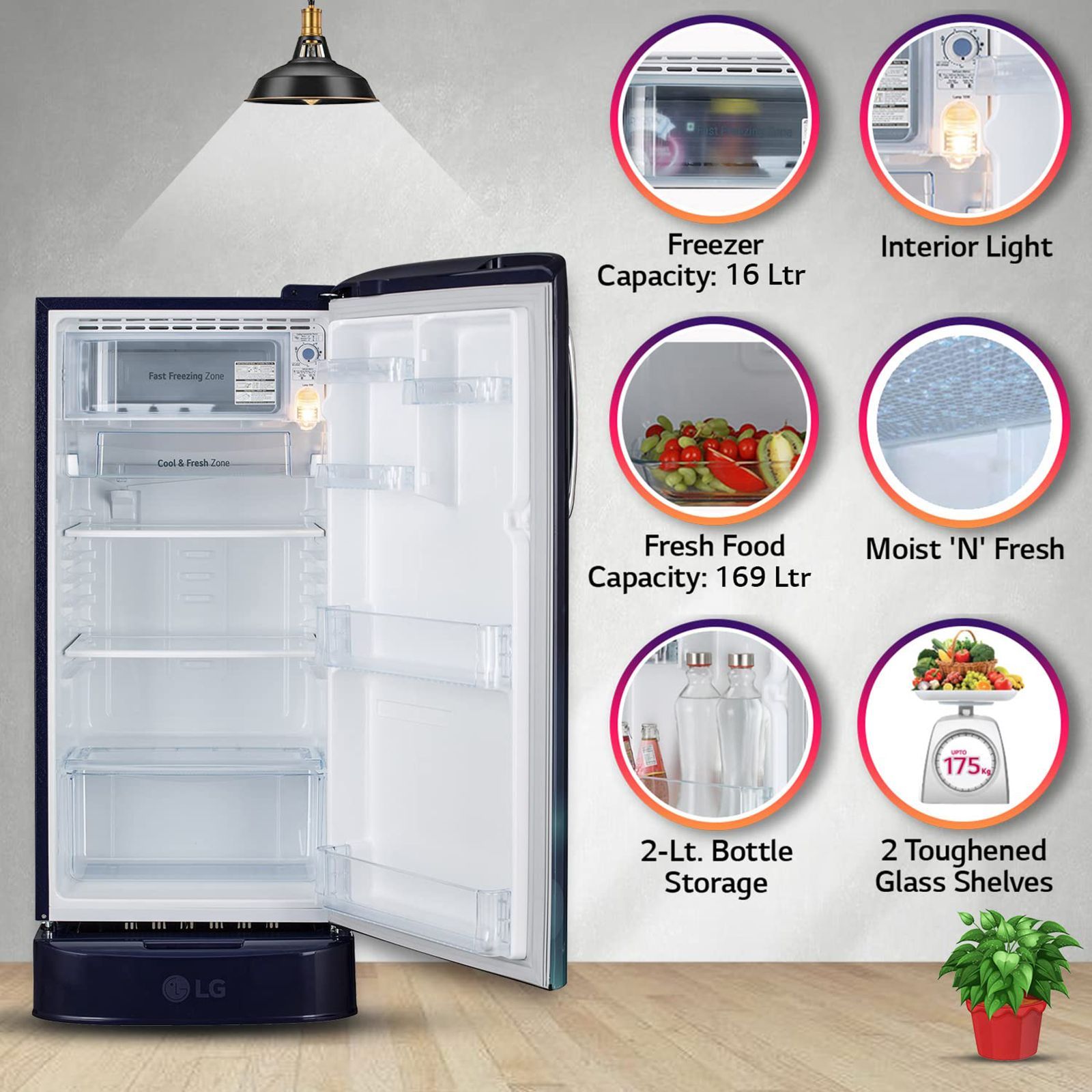 LG 185 Litres 3 Star Direct Cool Single Door Refrigerator with Antibacterial Gasket (GL-D201ABCD.BBCZEB, Blue Charm)_13