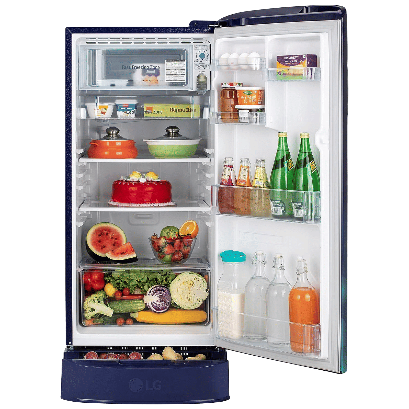 LG 185 Litres 3 Star Direct Cool Single Door Refrigerator with Antibacterial Gasket (GL-D201ABCD.BBCZEB, Blue Charm)_5