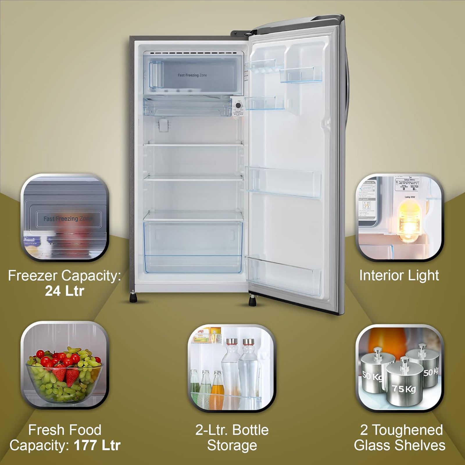 LG 201 Litres 3 Star Direct Cool Single Door Refrigerator with Antibacterial Gasket (GL-B211HPZD.APZZEB, Shiny Steel) LG 201 Litres 3 Star Direct Cool Single Door Refrigerator with Antibacterial Gasket (GL-B211HPZD.APZZEB, Shiny Steel)_18