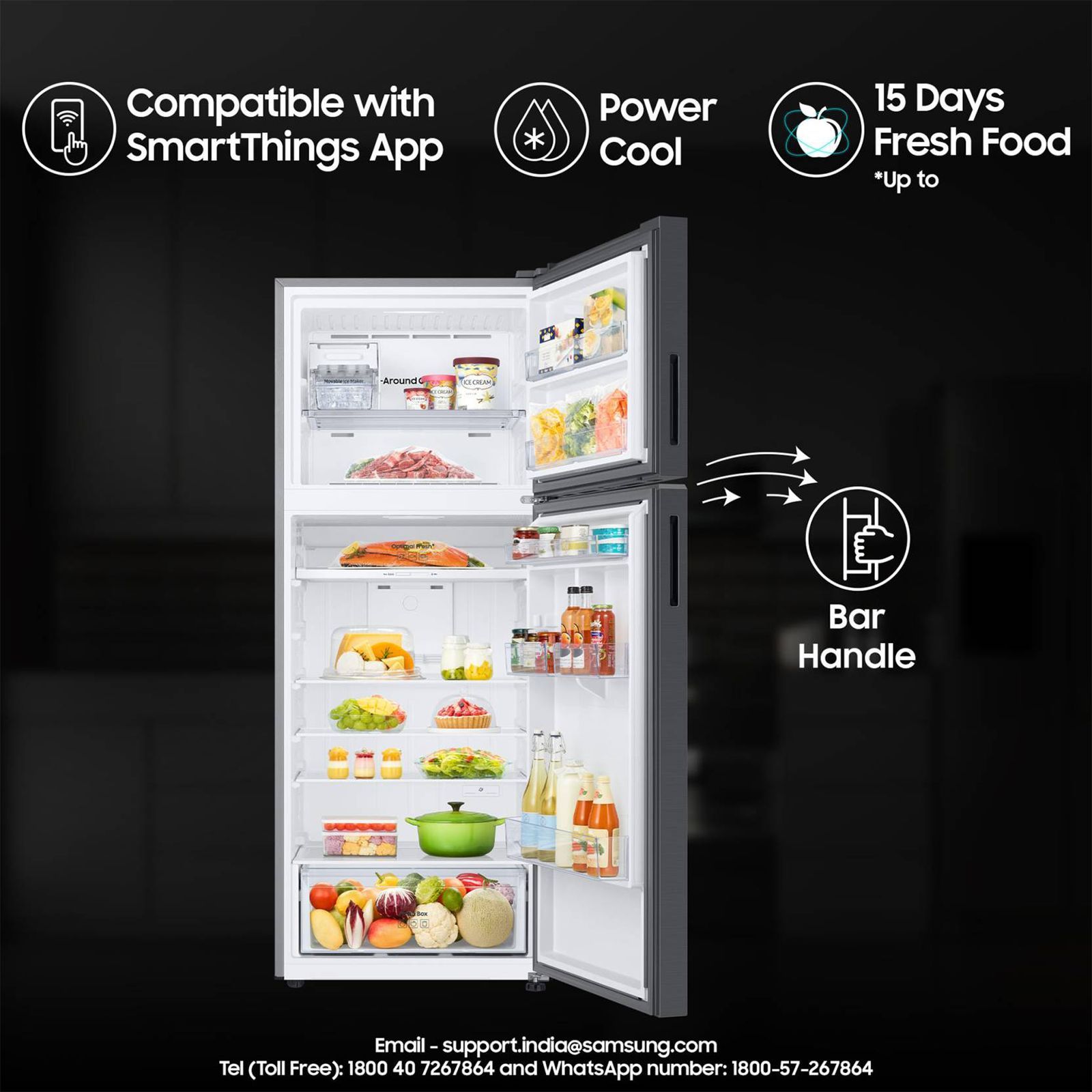 SAMSUNG 465 Litres 1 Star Frost Free Double Door Refrigerator with Mono Cooling Technology (RT51CG662AB1TL, Black Matt) SAMSUNG 465 Litres 1 Star Frost Free Double Door Refrigerator with Mono Cooling Technology (RT51CG662AB1TL, Black Matt)_15