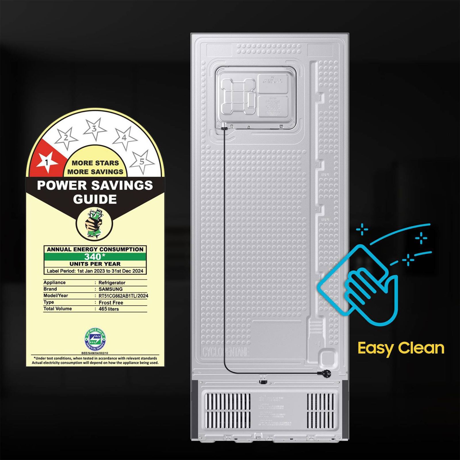 SAMSUNG 465 Litres 1 Star Frost Free Double Door Refrigerator with Mono Cooling Technology (RT51CG662AB1TL, Black Matt) SAMSUNG 465 Litres 1 Star Frost Free Double Door Refrigerator with Mono Cooling Technology (RT51CG662AB1TL, Black Matt)_16