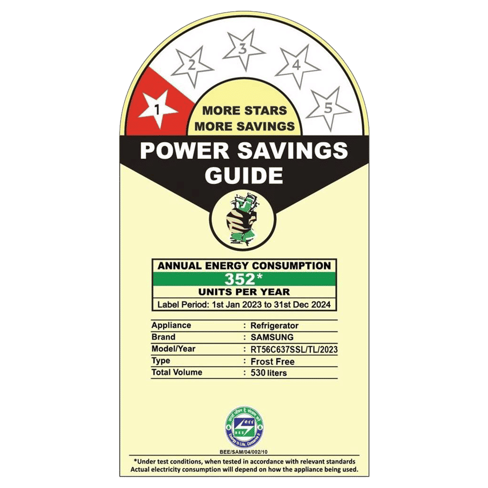 SAMSUNG 530 Litres 1 Star Frost Free Double Door Refrigerator with Twin Cooling Plus Technology (RT56C637SSL/TL, Clean Steel)_7