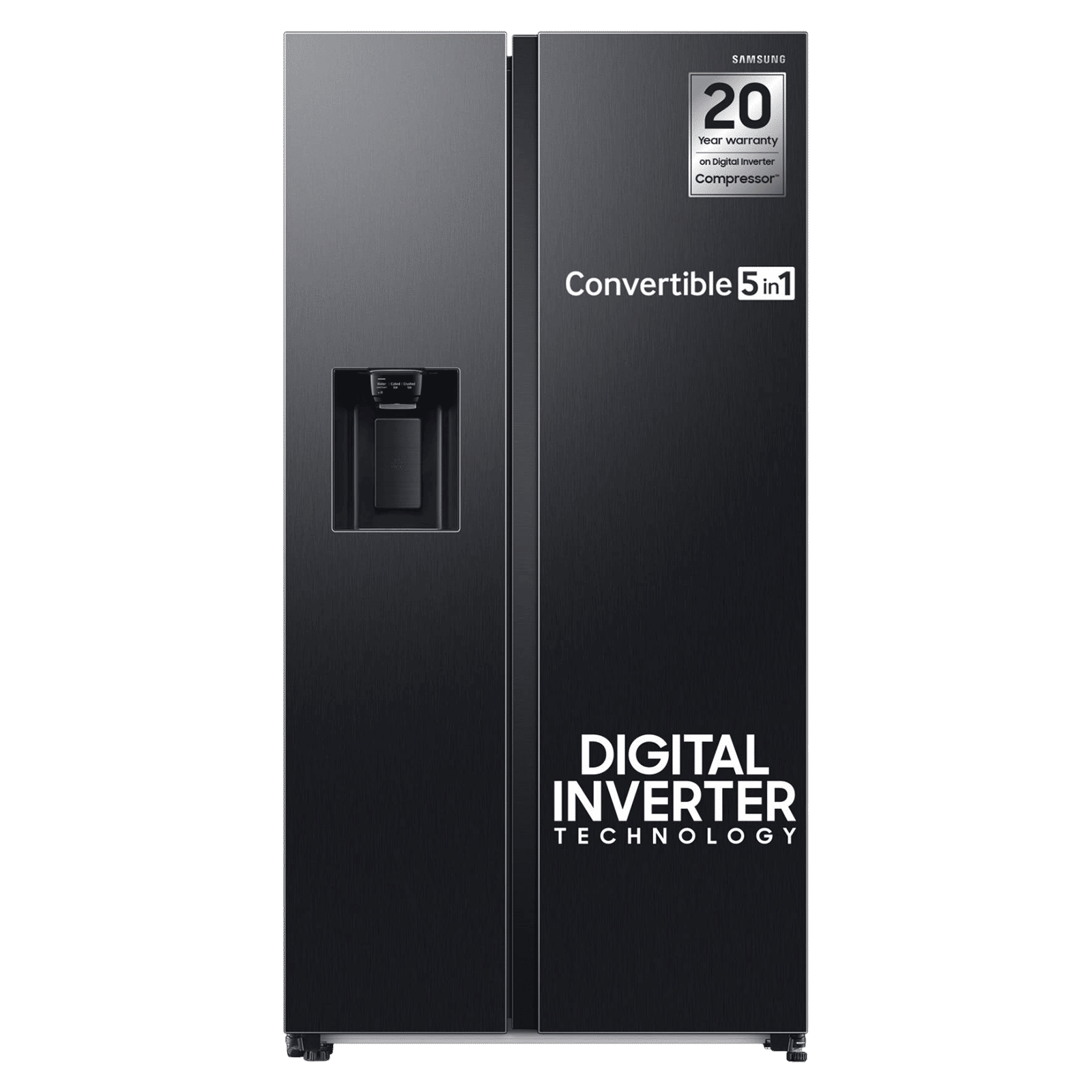 SAMSUNG 633 Litres 3 Star Frost Free Side by Side Door Smart Wi-Fi Enabled Convertible Refrigerator with Twin Cooling Plus (RS78CG8543B1HL, Black Matt)_1
