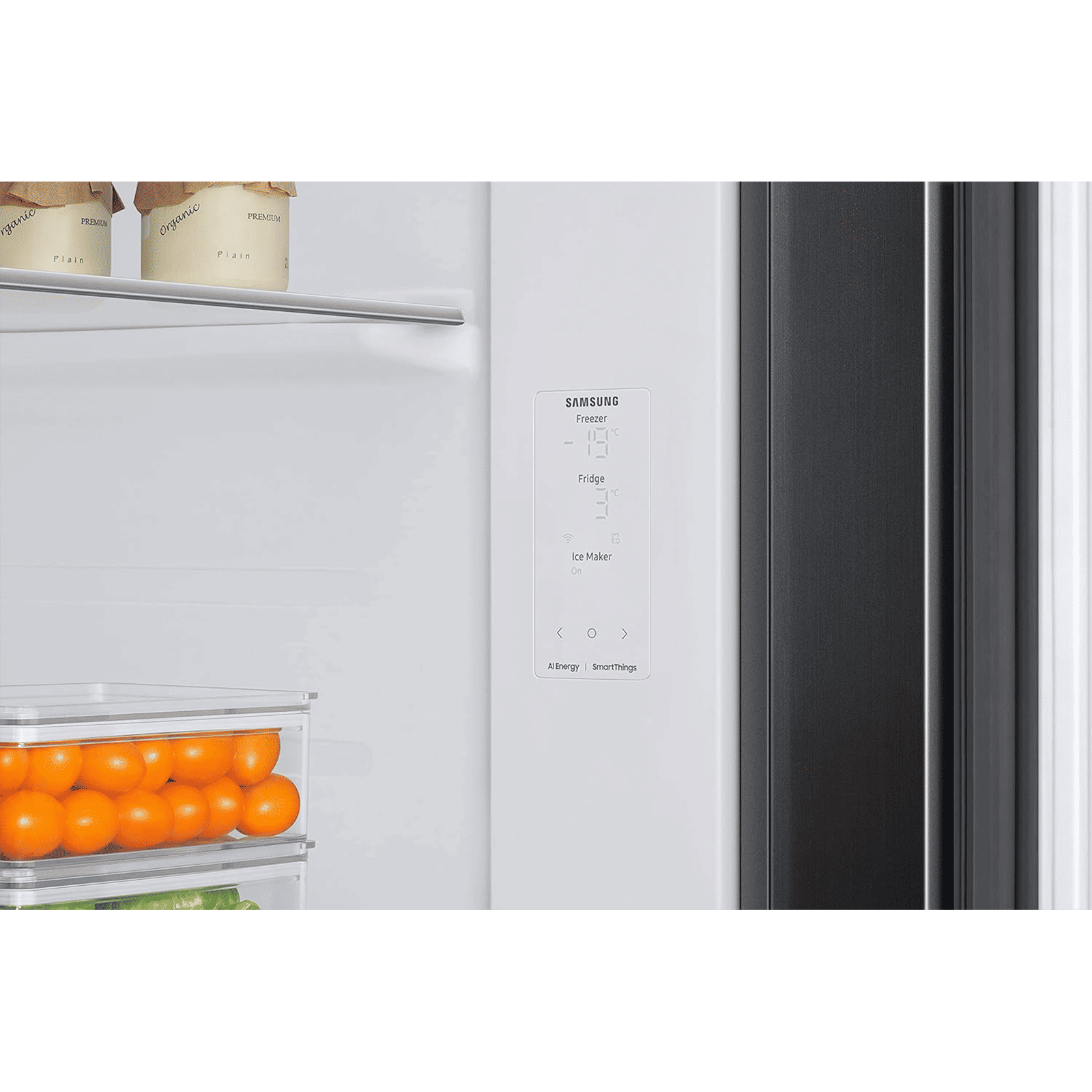 SAMSUNG 633 Litres 3 Star Frost Free Side by Side Door Smart Wi-Fi Enabled Convertible Refrigerator with Twin Cooling Plus (RS78CG8543B1HL, Black Matt)_14