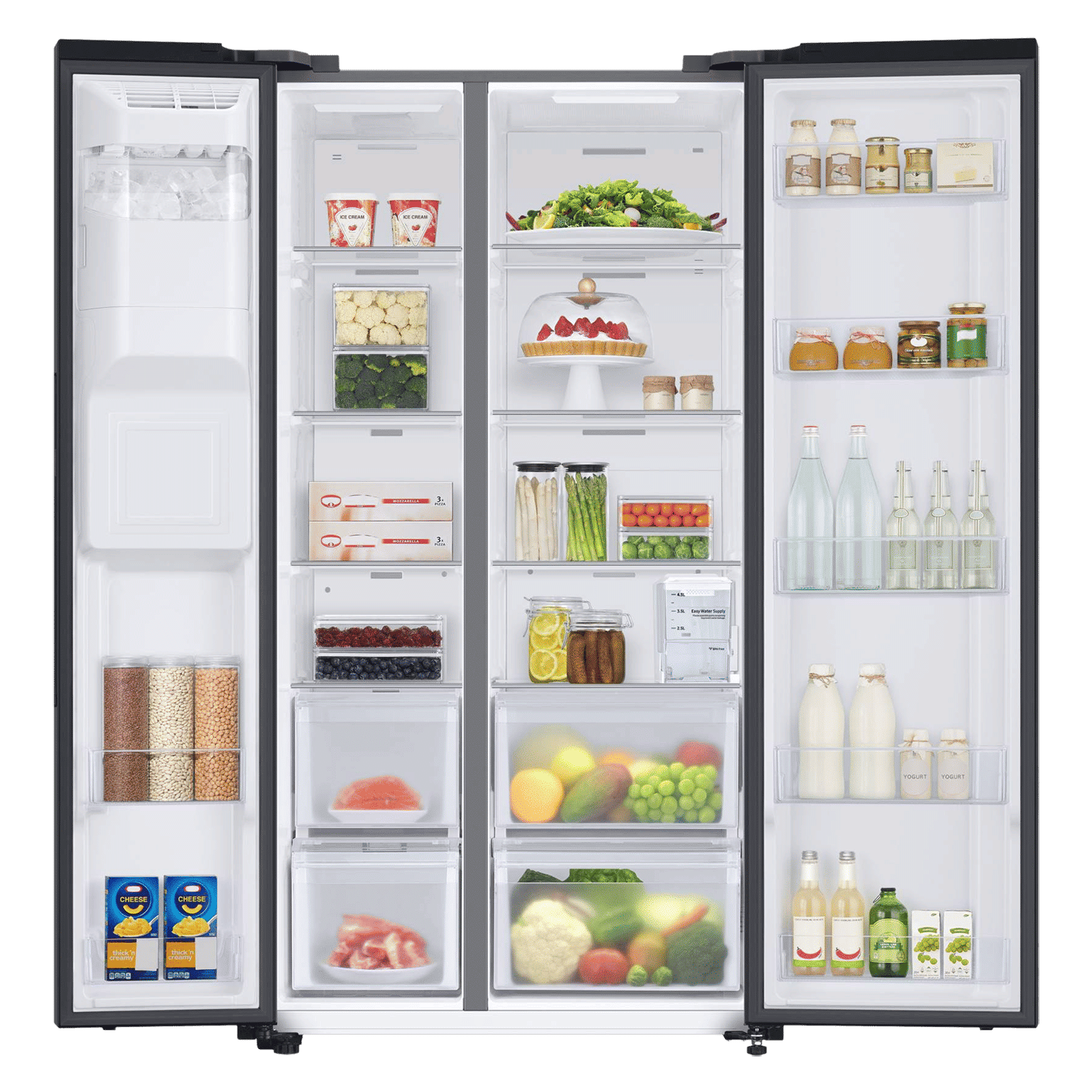 SAMSUNG 633 Litres 3 Star Frost Free Side by Side Door Smart Wi-Fi Enabled Convertible Refrigerator with Twin Cooling Plus (RS78CG8543B1HL, Black Matt)_5