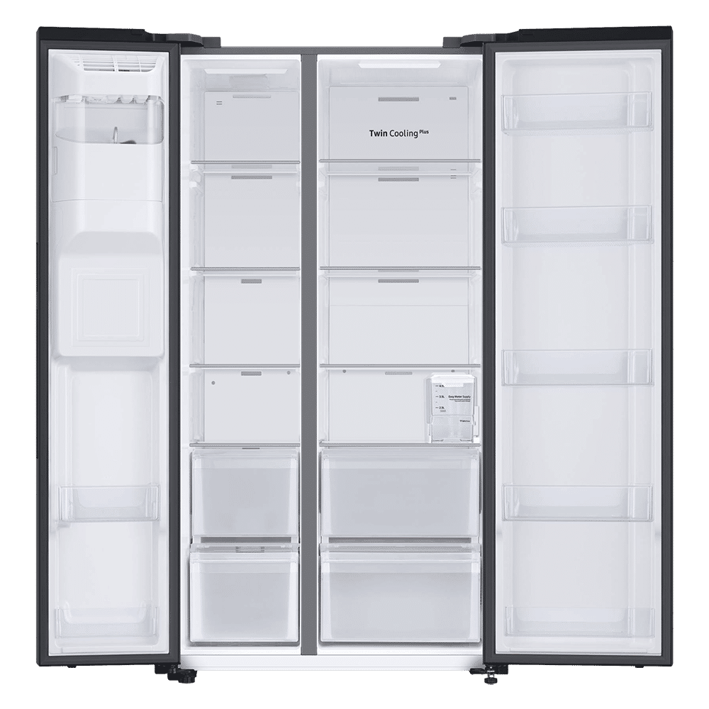 SAMSUNG 633 Litres 3 Star Frost Free Side by Side Door Smart Wi-Fi Enabled Convertible Refrigerator with Twin Cooling Plus (RS78CG8543B1HL, Black Matt)_6
