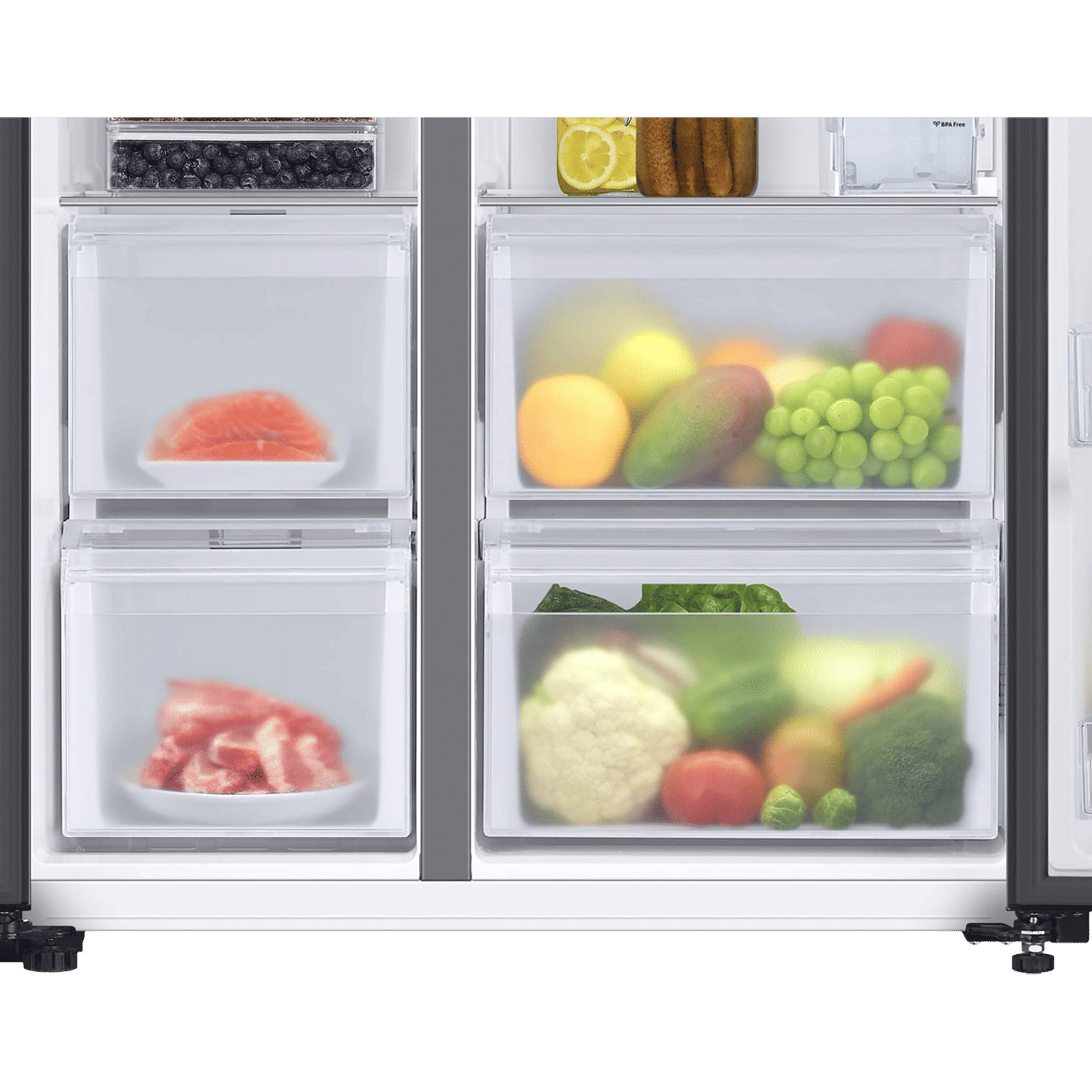 SAMSUNG 633 Litres 3 Star Frost Free Side by Side Door Smart Wi-Fi Enabled Convertible Refrigerator with Twin Cooling Plus (RS78CG8543B1HL, Black Matt)_9