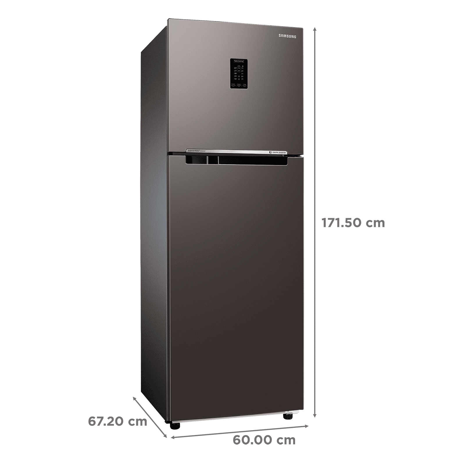 SAMSUNG 322 Litres 2 Star Frost Free Double Door Convertible Refrigerator with Twin Cooling Plus Technology (RT37CB522C2HL, Charcoal)_3