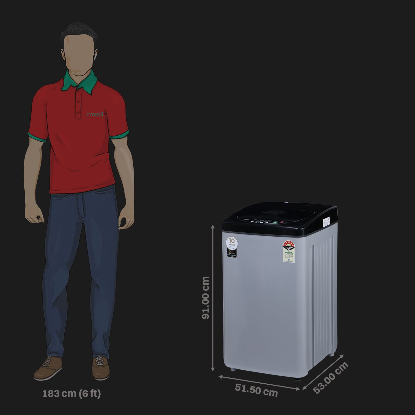 Croma 6.5 kg 5 Star Fully Automatic Top Load Washing Machine (CRLW065FAF264504, Lint Filter, Inox Grey)_3