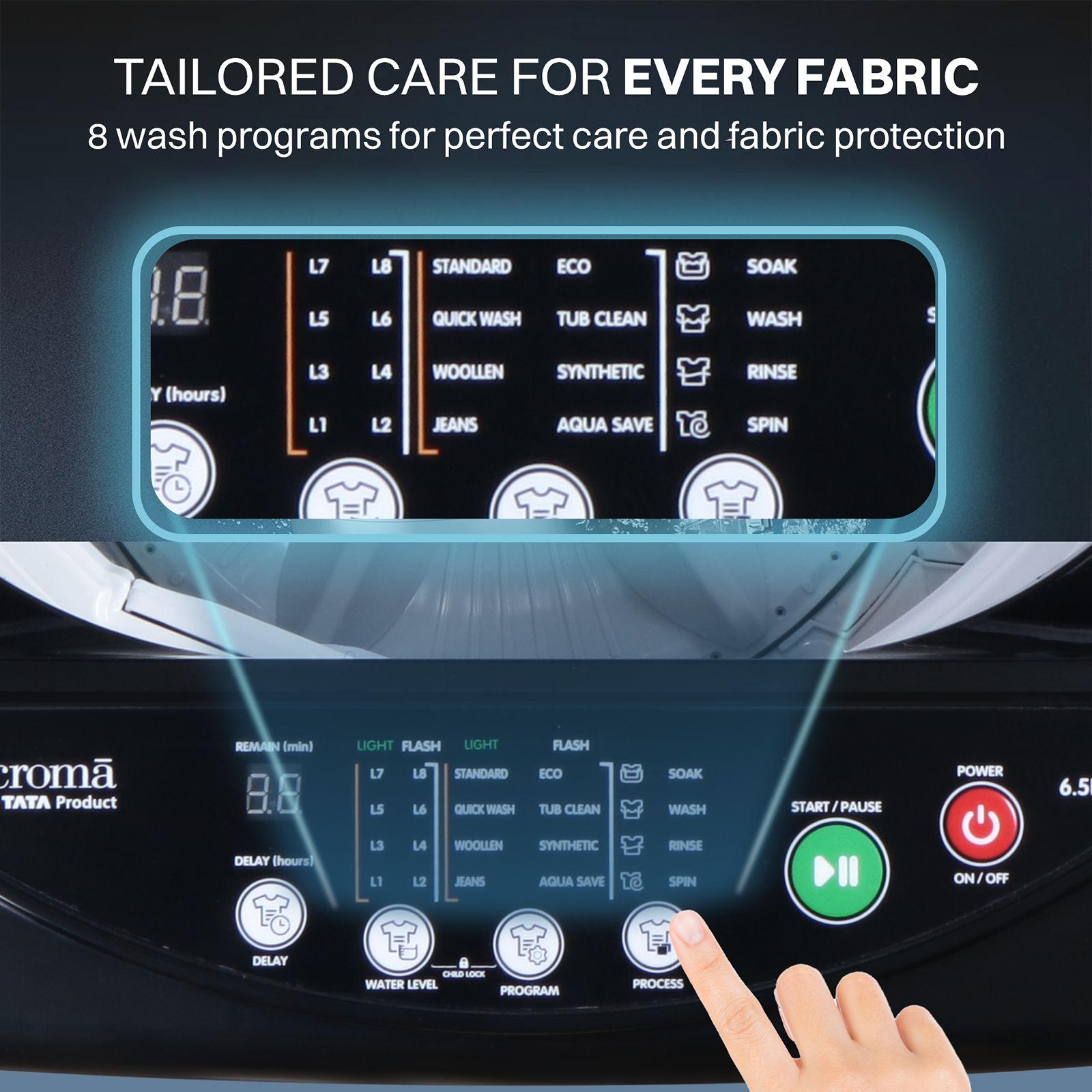 Croma 6.5 kg 5 Star Fully Automatic Top Load Washing Machine (CRLW065FAF264504, Lint Filter, Inox Grey)_7