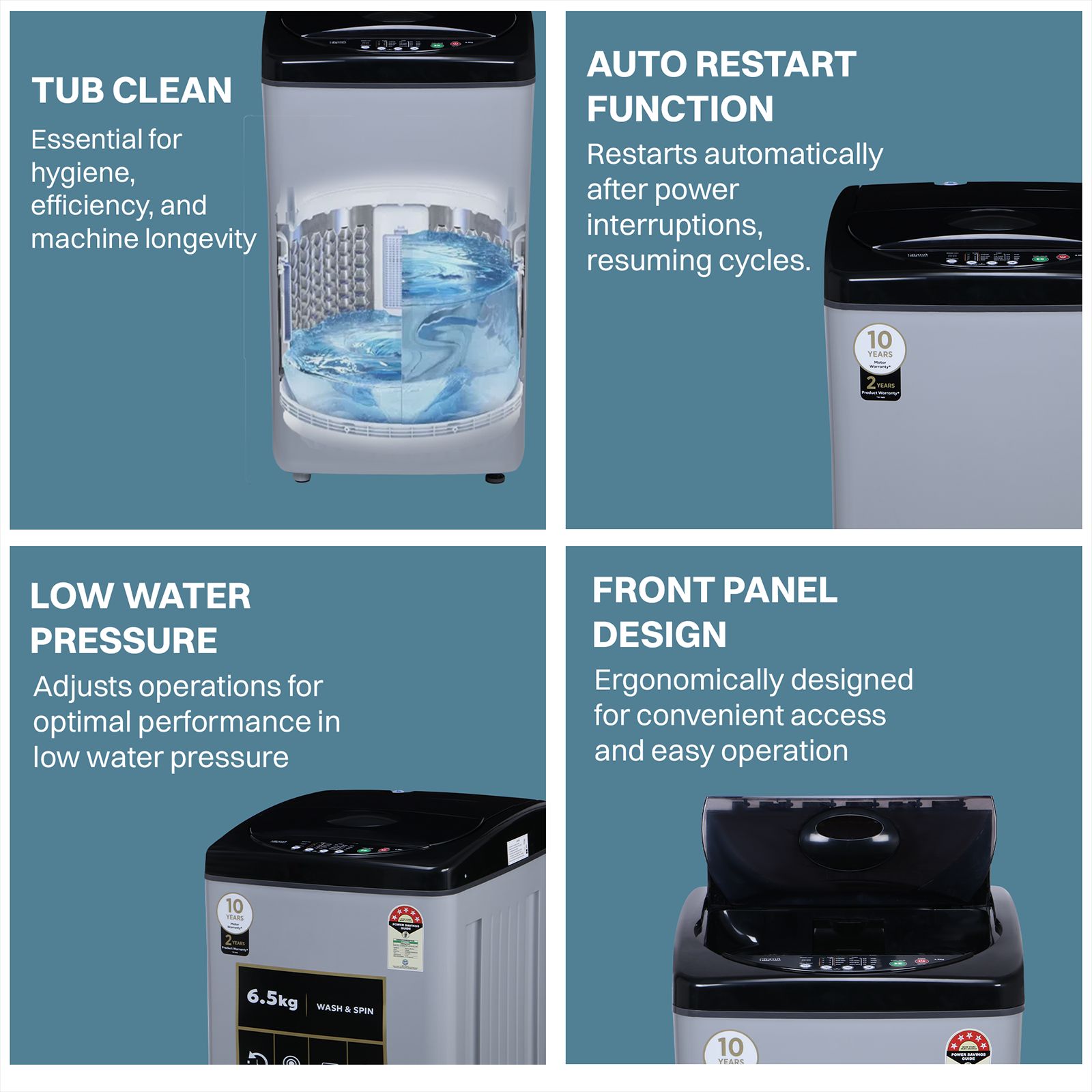 Croma 6.5 kg 5 Star Fully Automatic Top Load Washing Machine (CRLW065FAF264504, Lint Filter, Inox Grey)_8