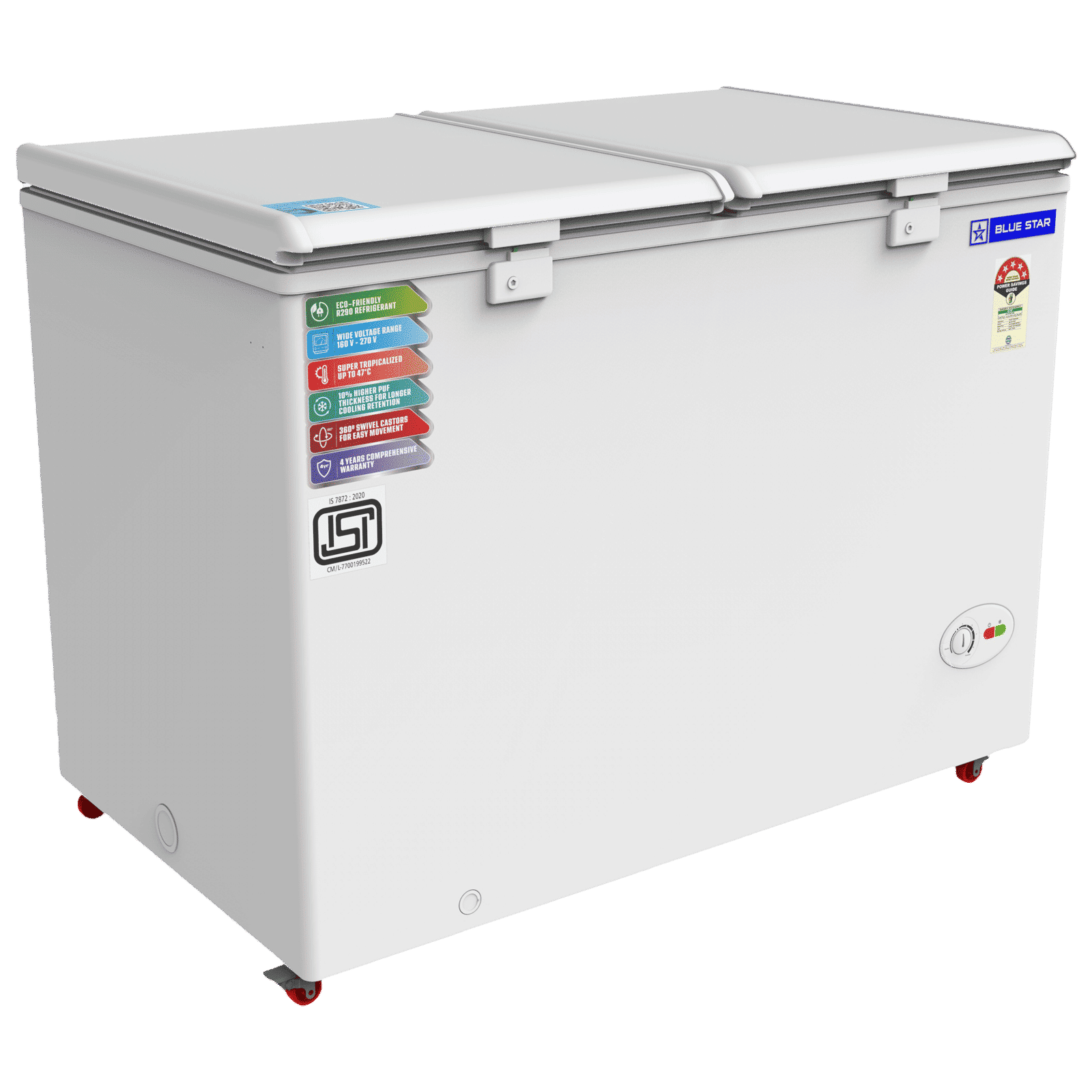 Blue Star 310 Litres 5 Star Double Door Deep Freezer (Stabilizer Free Operation, CF5330NEYW, White) Blue Star 310 Litres 5 Star Double Door Deep Freezer (Stabilizer Free Operation, CF5330NEYW, White)_5