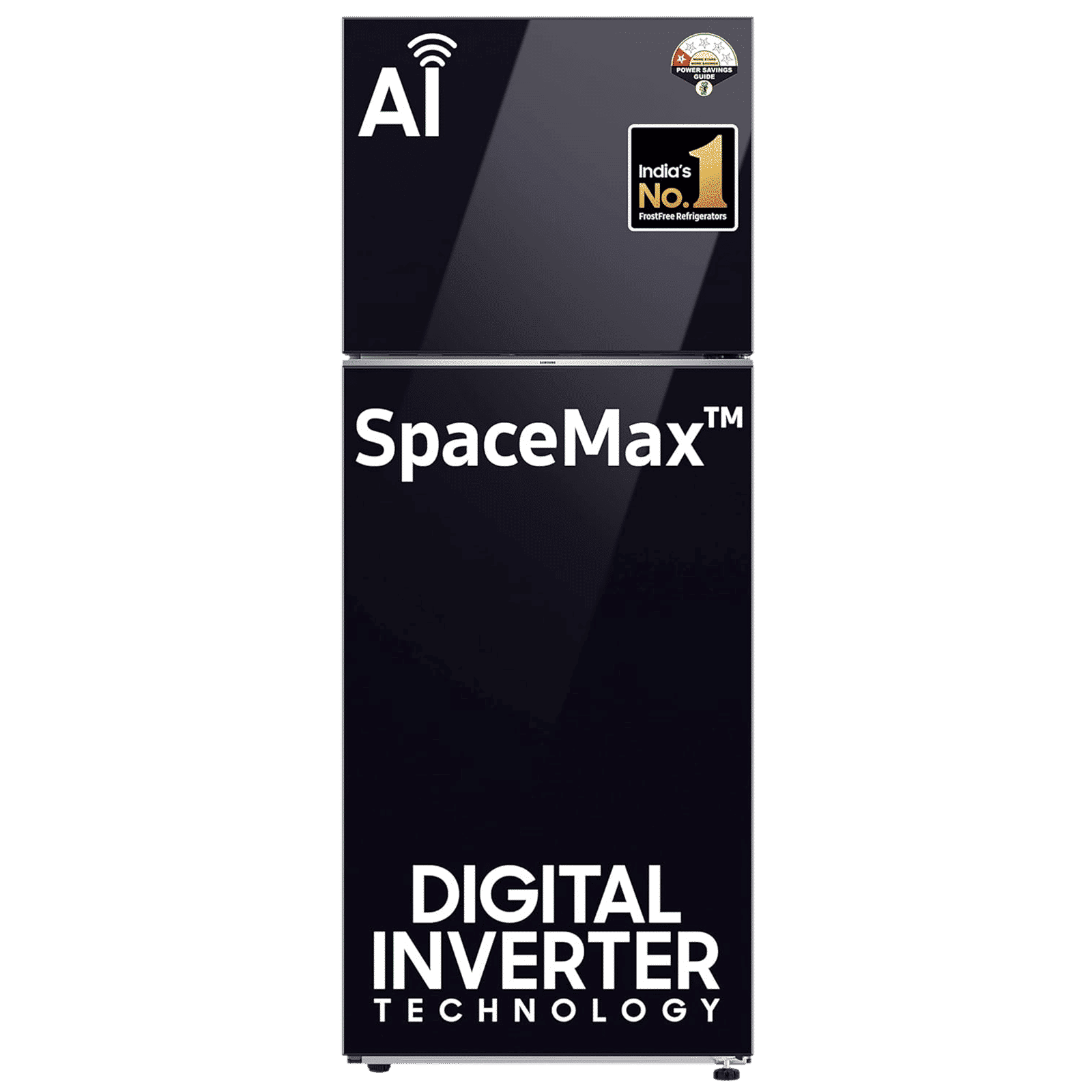 SAMSUNG 465 Litres 1 Star Frost Free Double Door Refrigerator with SmartThings AI Energy Mode (RT51CB662A22TL, Clean Black Glass)_1