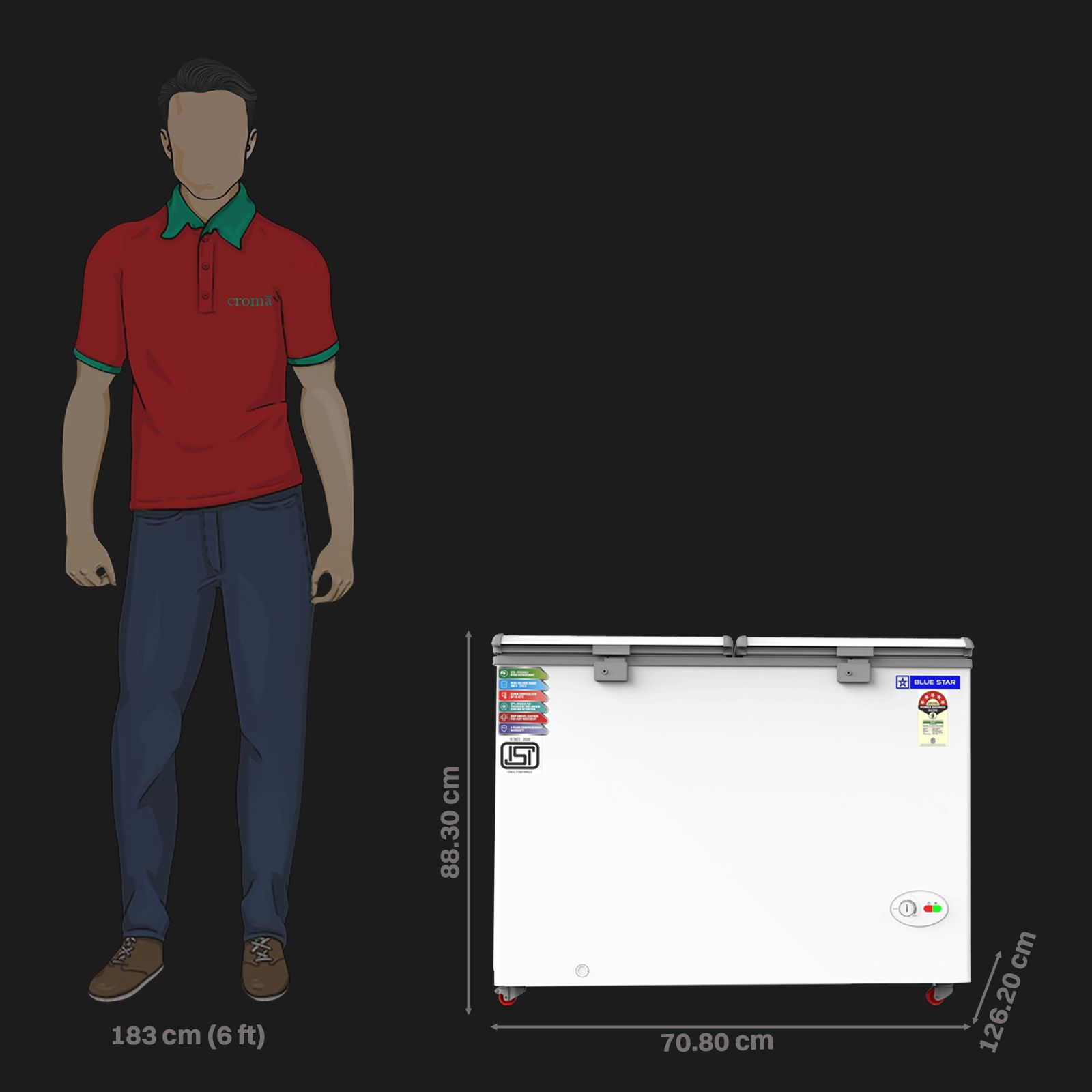 Blue Star 350 Litres 5 Star Double Door Deep Freezer (Stabilizer Free Operation, CF5-396NEYW , White) Blue Star 350 Litres 5 Star Double Door Deep Freezer (Stabilizer Free Operation, CF5-396NEYW , White)_2