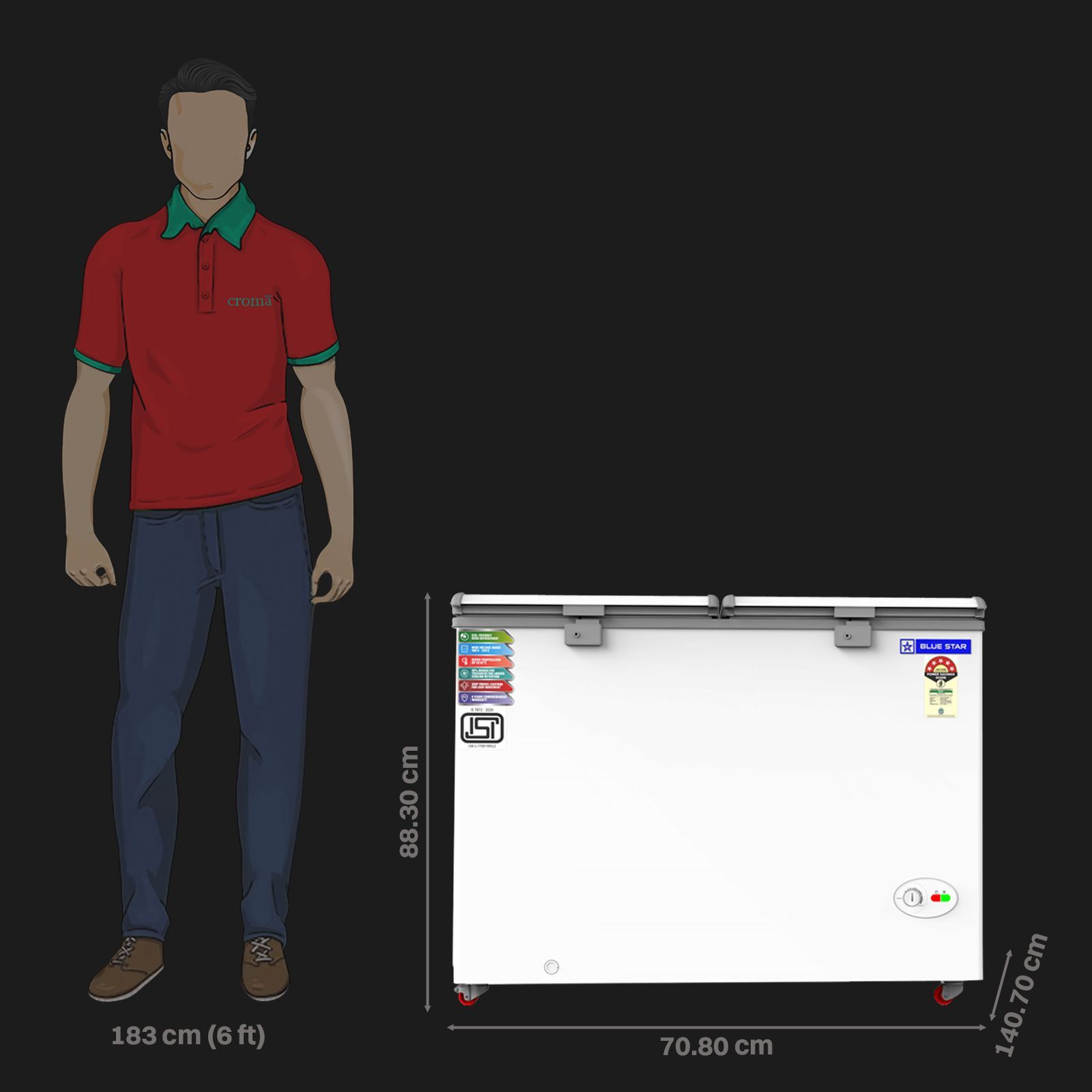 Blue Star 400 Litres 5 Star Double Door Deep Freezer (Stabilizer Free Operation, CF5460NEYW, White) Blue Star 400 Litres 5 Star Double Door Deep Freezer (Stabilizer Free Operation, CF5460NEYW, White)_2