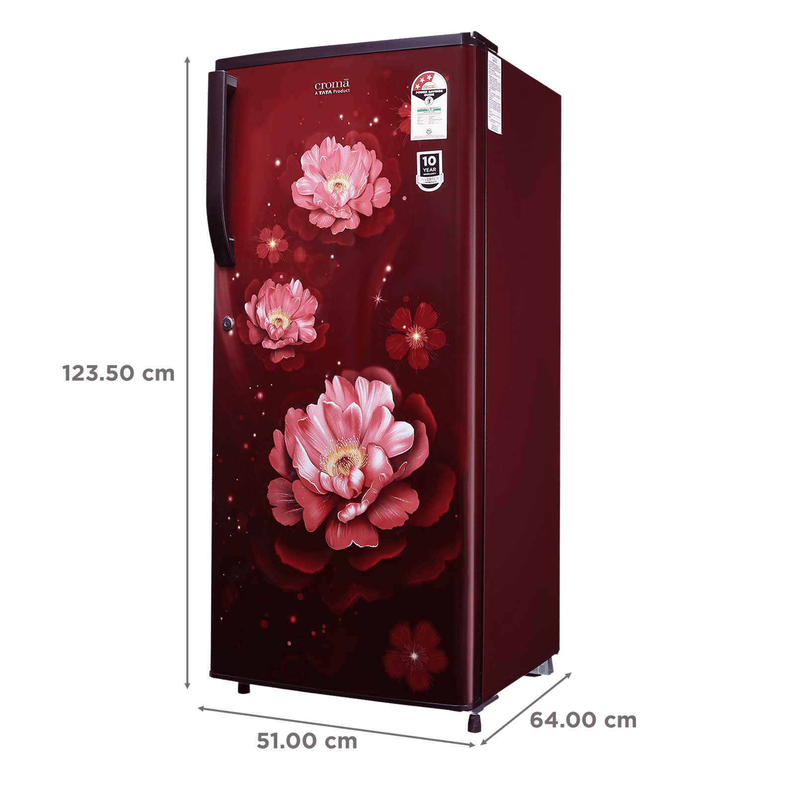 Croma 205 Litres 3 Star Direct Cool Single Door Refrigerator with Anti-Fungal Door Gasket (CRLR206DID250503, Bloom Wine Red) Croma 205 Litres 3 Star Direct Cool Single Door Refrigerator with Anti-Fungal Door Gasket (CRLR206DID250503, Bloom Wine Red)_3