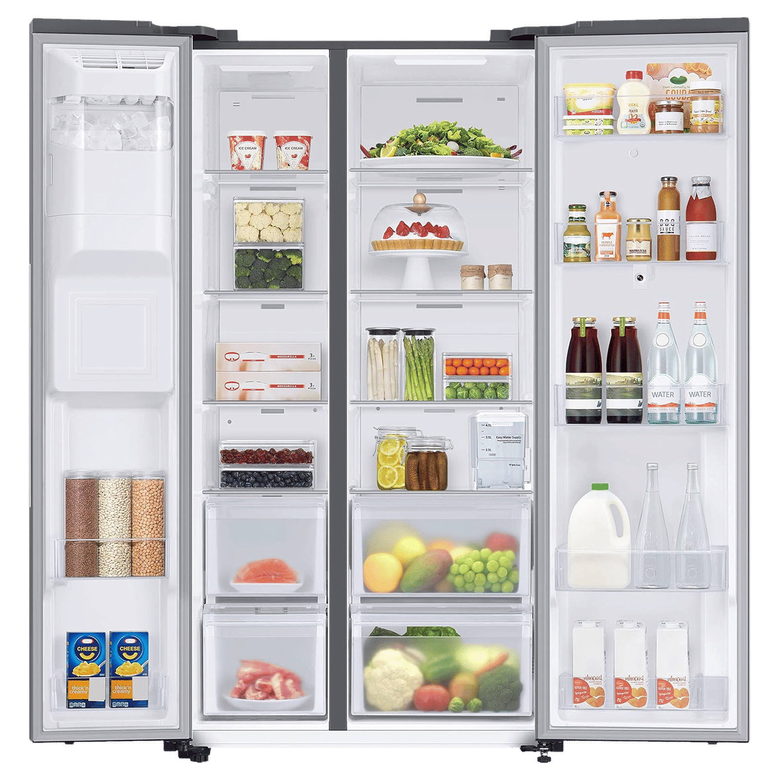 SAMSUNG 615 Litres 3 Star Frost Free Side by Side Convertible Refrigerator with Water Dispenser (RS7HCG8543SLHL, Silver)_4