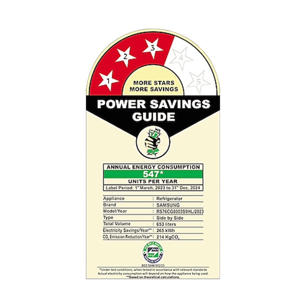 SAMSUNG 653 Litres 3 Star Frost Free Side by Side Convertible Refrigerator with Twin Cooling Plus Technology (RS76CG8003S9HL, Refined Inox)_10