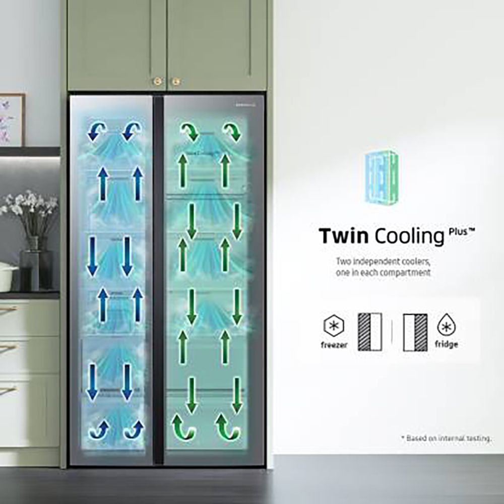 SAMSUNG 653 Litres 3 Star Frost Free Side by Side Convertible Refrigerator with Twin Cooling Plus Technology (RS76CG8003S9HL, Refined Inox)_13