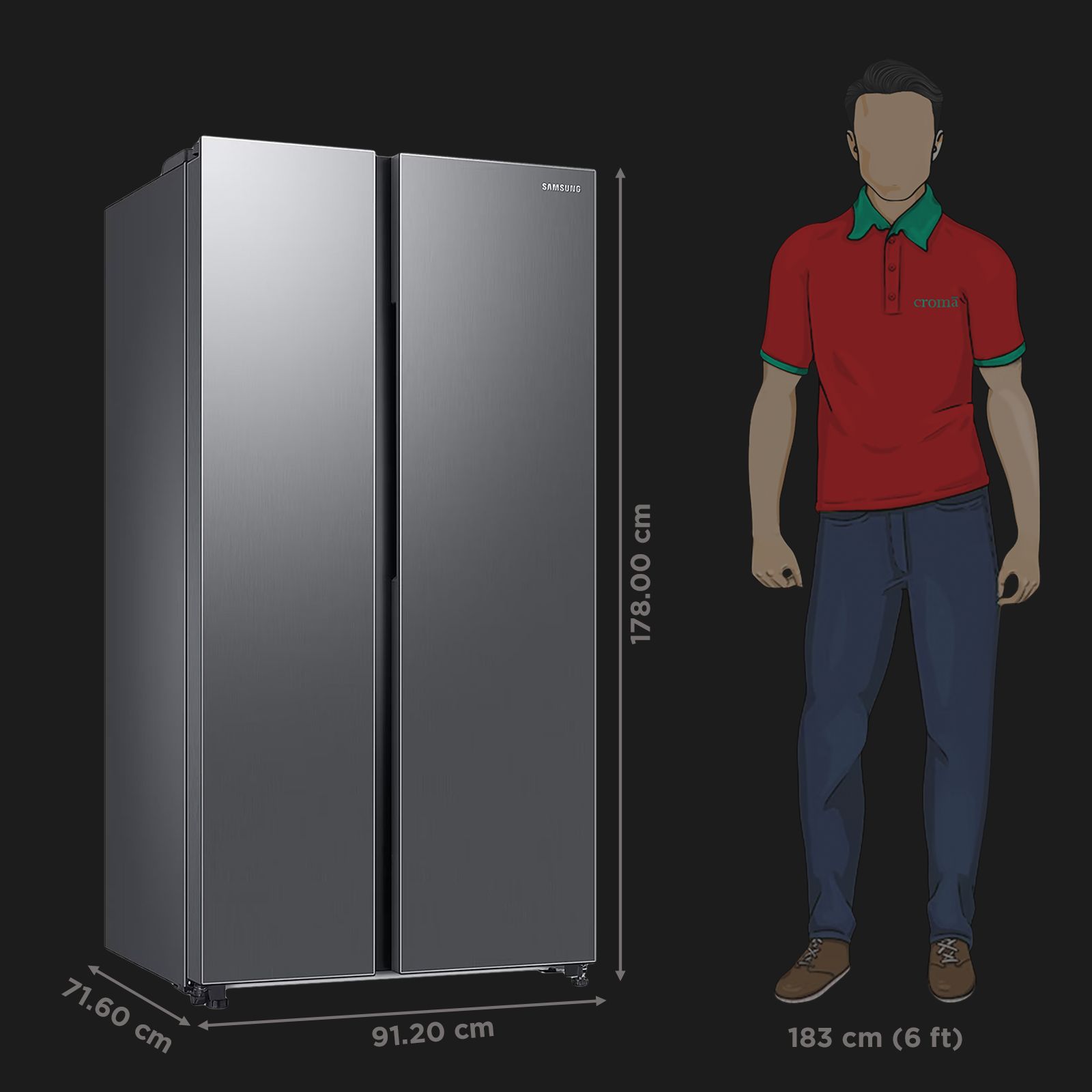 SAMSUNG 653 Litres 3 Star Frost Free Side by Side Convertible Refrigerator with Twin Cooling Plus Technology (RS76CG8003S9HL, Refined Inox)_2