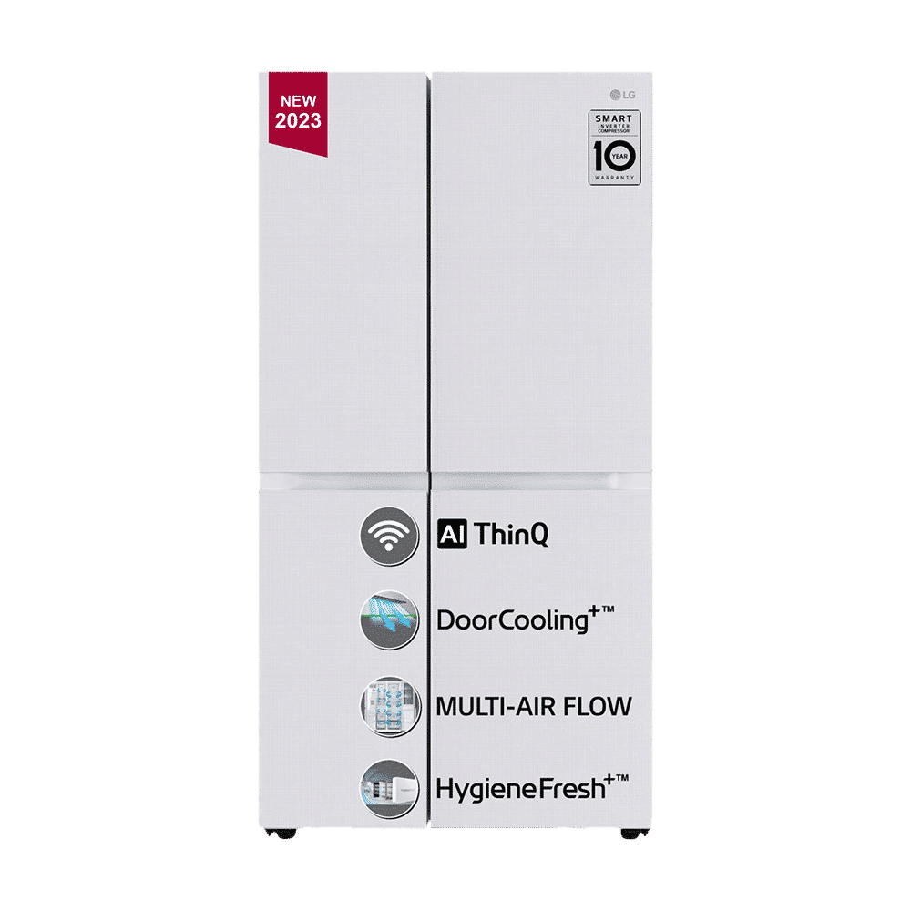LG 650 Litres 3 Star Frost Free Side by Side Convertible Refrigerator with Smart Inverter Compressor (GLB257DLW3, Linen White)_1